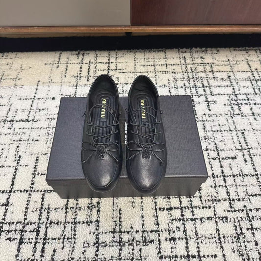 ЛОФЕРИ MIUMIU 26S НА ШНУРІВЦІ З БАНТОМ З ЧОРНОЇ ТЕЛЯЧОЇ ШКІРИ