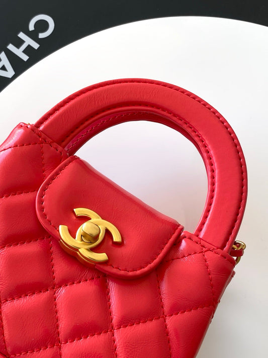 СУМКА CHANEL 25S MINI KELLY 13 З ЧЕРВОНОЇ ОВЕЧОЇ ШКІРИ ІЗ ЗОЛОТОЮ ФУРНІТУРОЮ