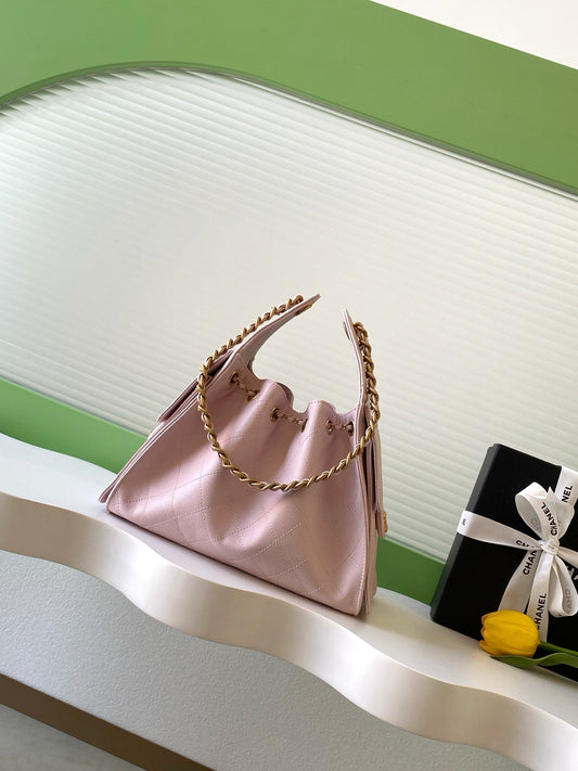 CHANEL 25S СУМКА HOBO 30 ЗІ СВІТЛО-РОЖЕВОЇ ІКРИ З ФУРНІТУРОЮ ЗІ ЗОЛОТА