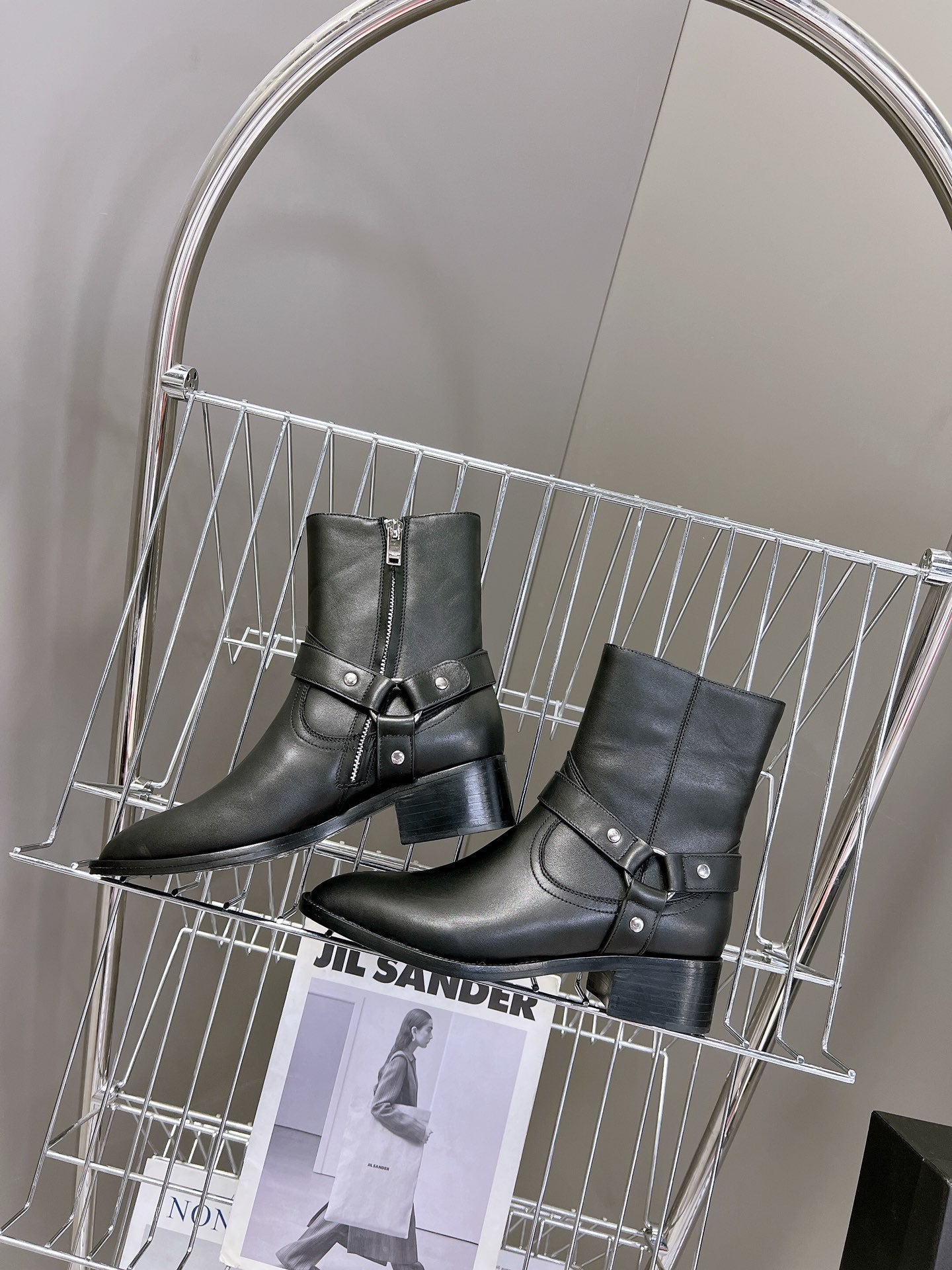 SL HARNESS BOOTS BLACK CALFSKIN - 35