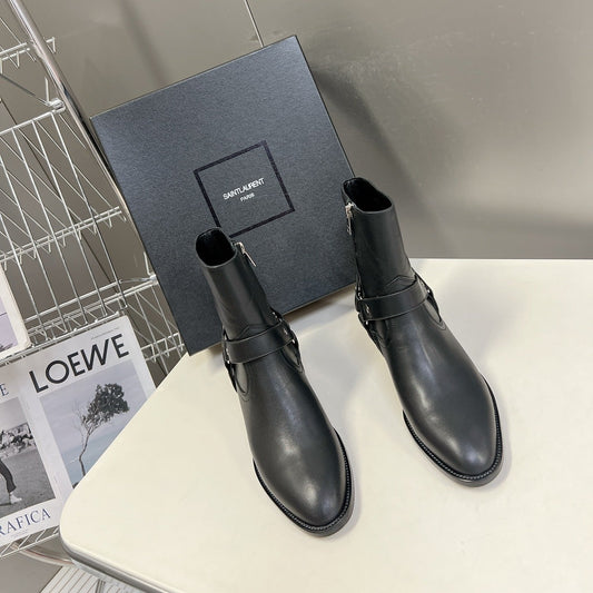 SL HARNESS BOOTS BLACK CALFSKIN - 35