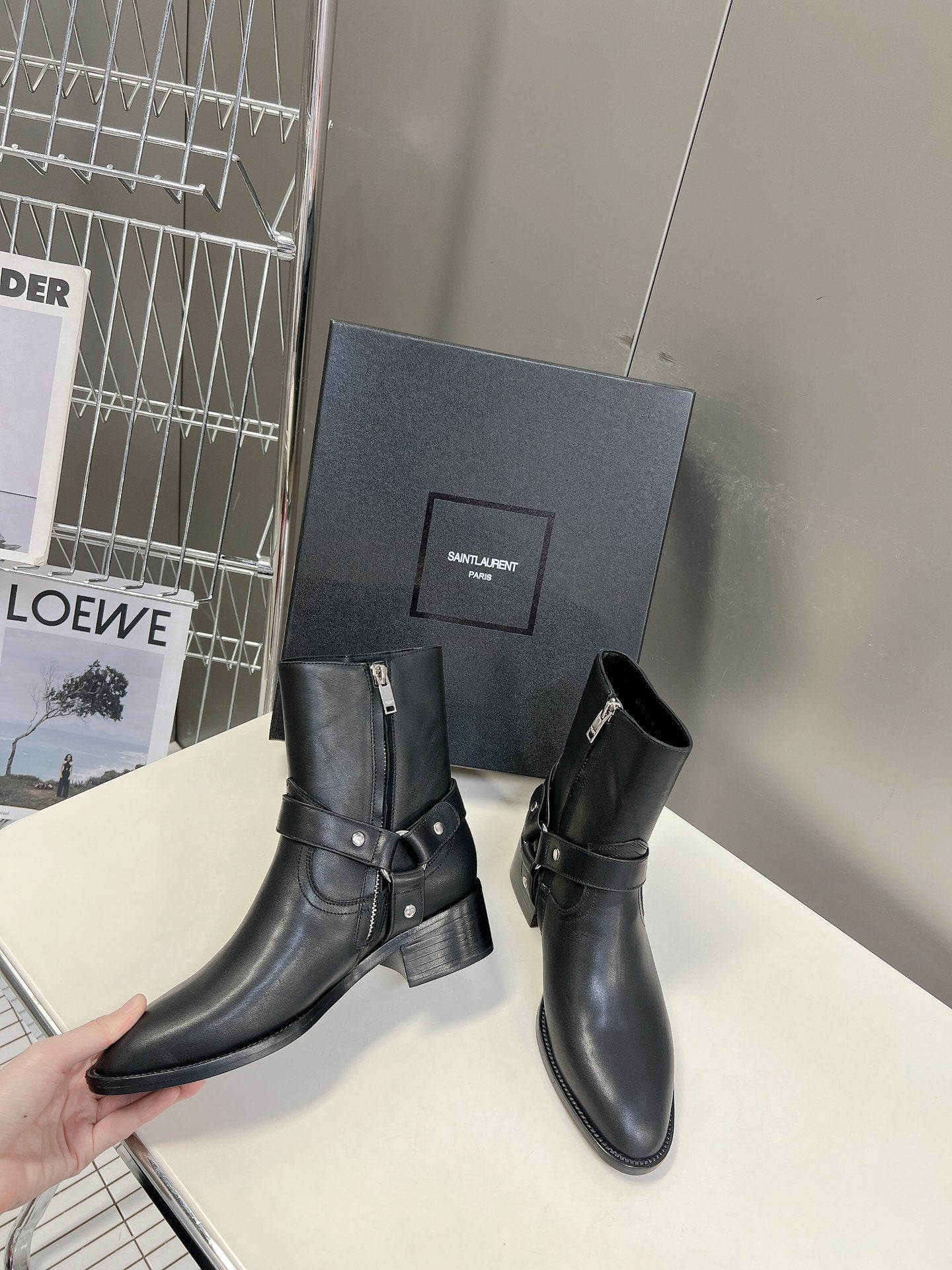 SL HARNESS BOOTS BLACK CALFSKIN - 35