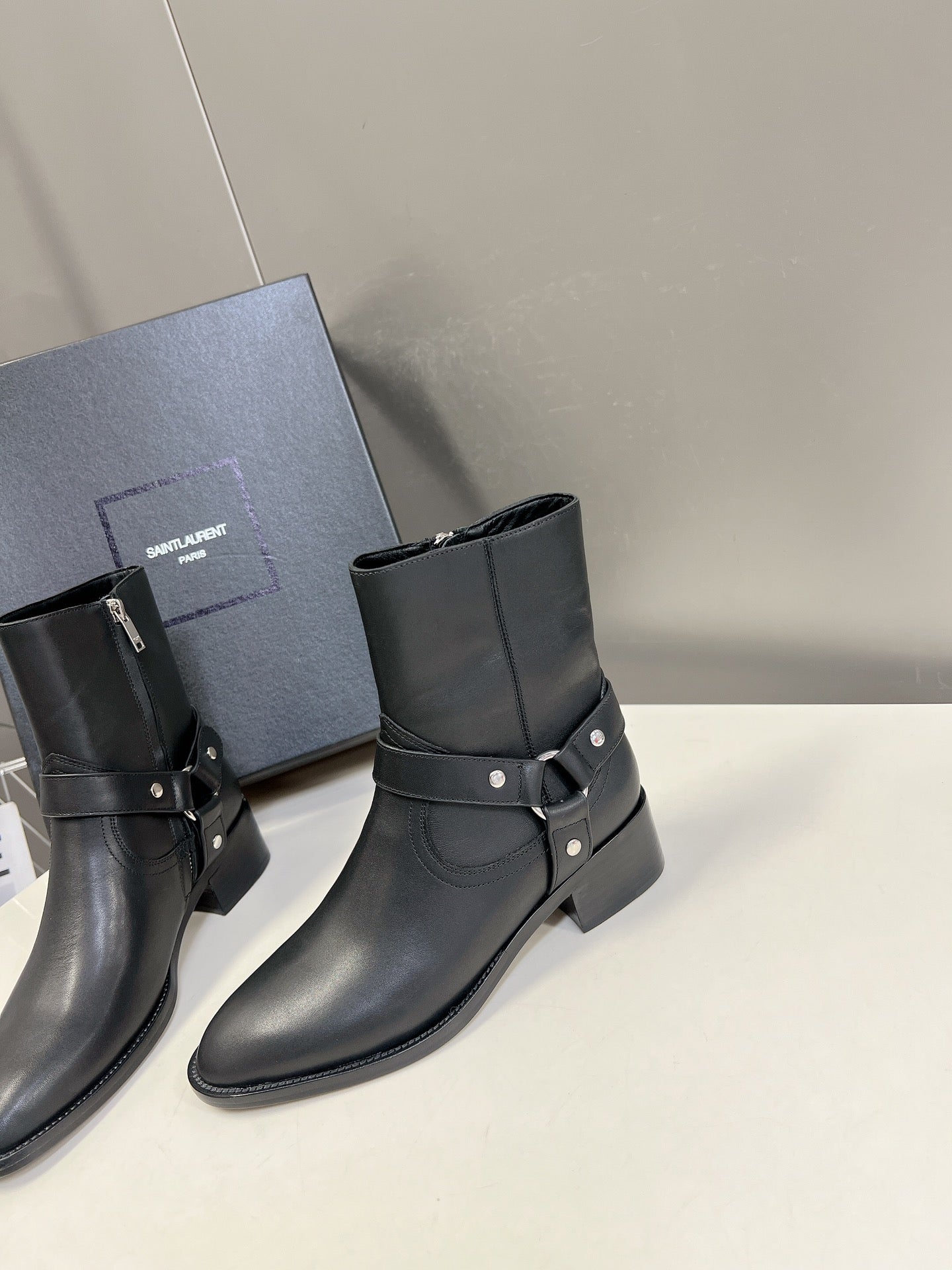 SL HARNESS BOOTS BLACK CALFSKIN - 35