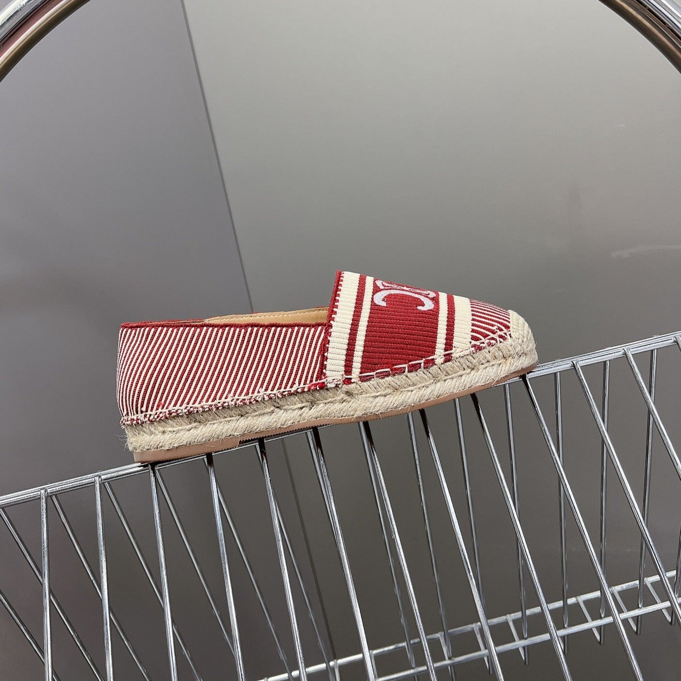 NEW FLAT FISHERMAN SHOES CARO RED COTTON CANVAS - 35