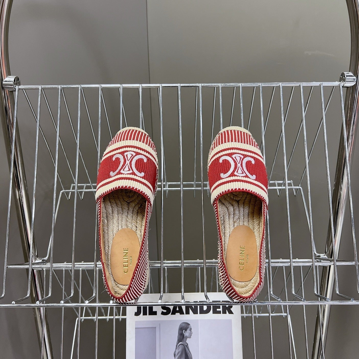 NEW FLAT FISHERMAN SHOES CARO RED COTTON CANVAS - 35