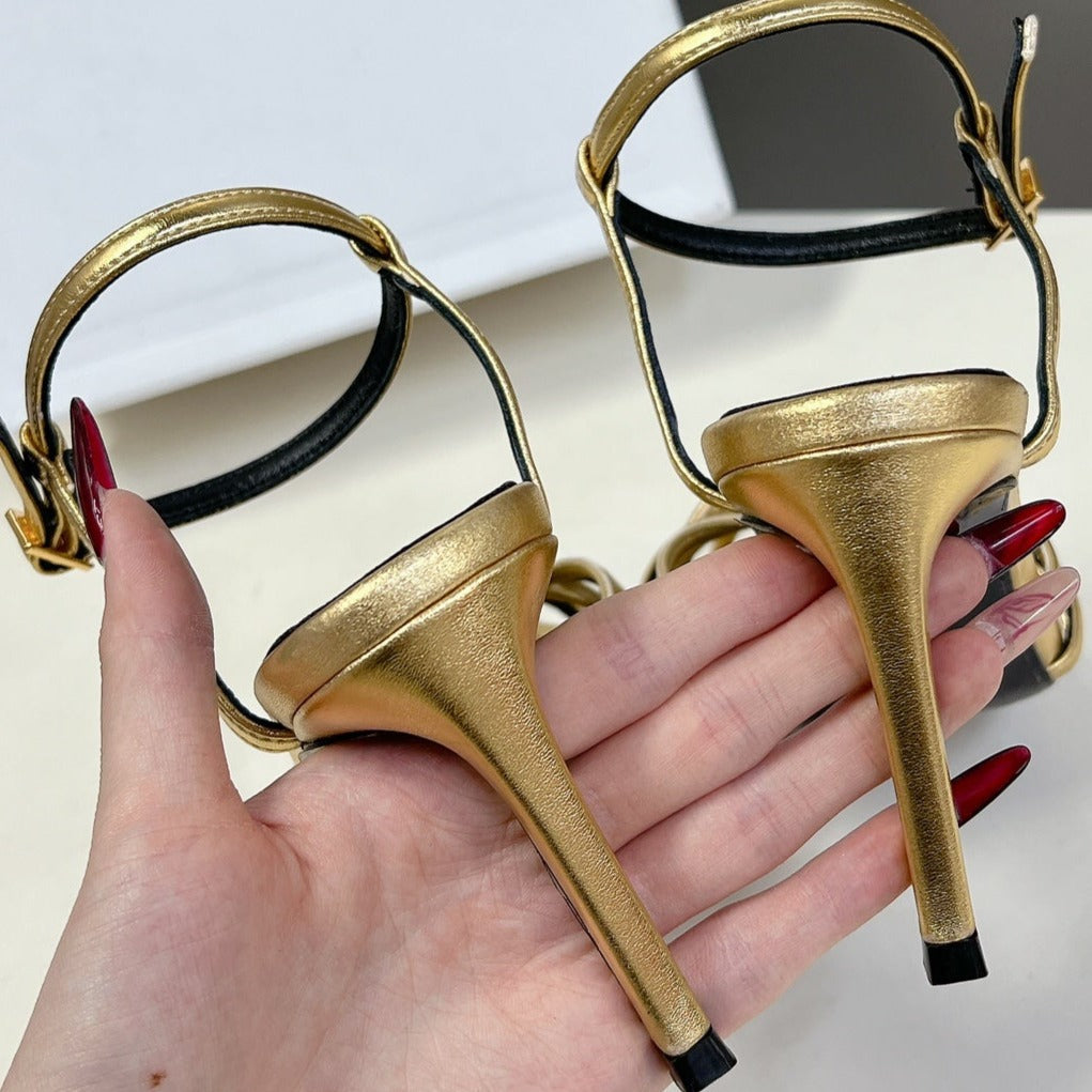 RIOMPHE SANDAL IN LAMBSKIN GOLD - 35
