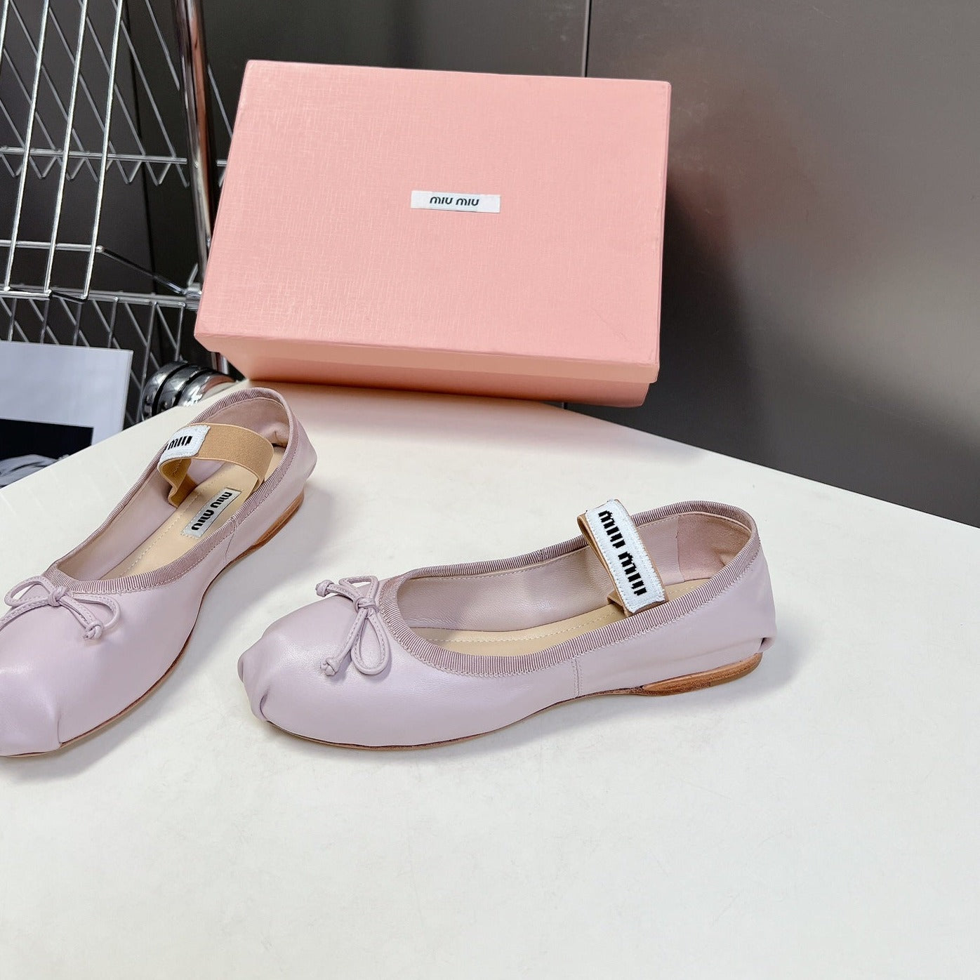 BALLET FLAT SHOES PASTEL PINK SHEEPSKIN - 35