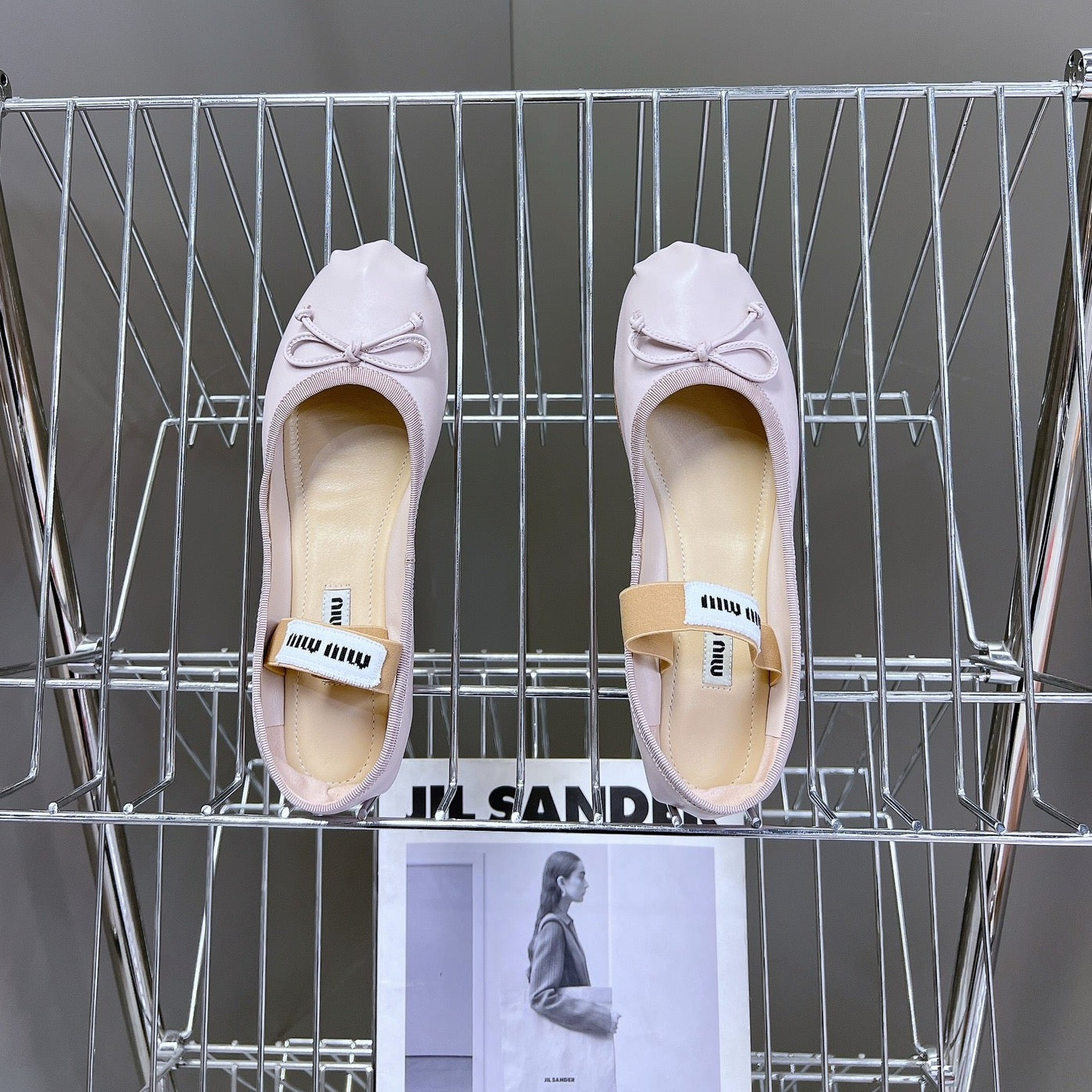 BALLET FLAT SHOES PASTEL PINK SHEEPSKIN - 35