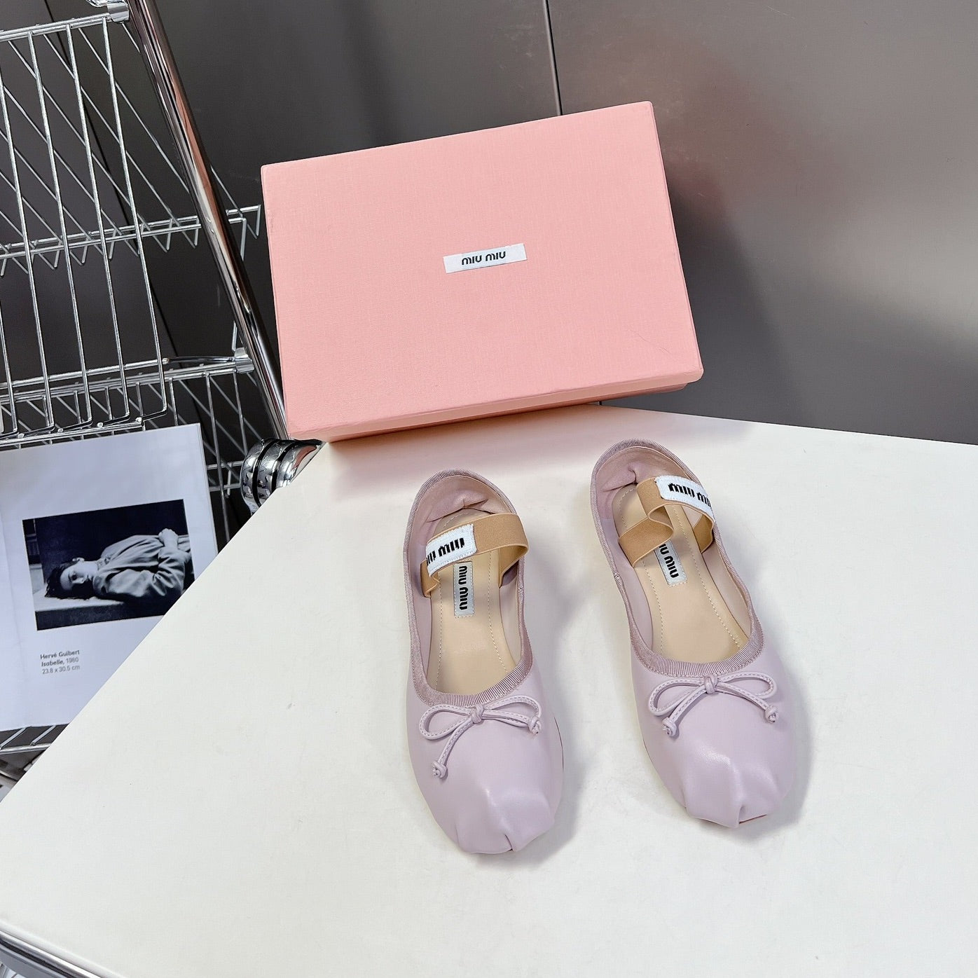 BALLET FLAT SHOES PASTEL PINK SHEEPSKIN - 35