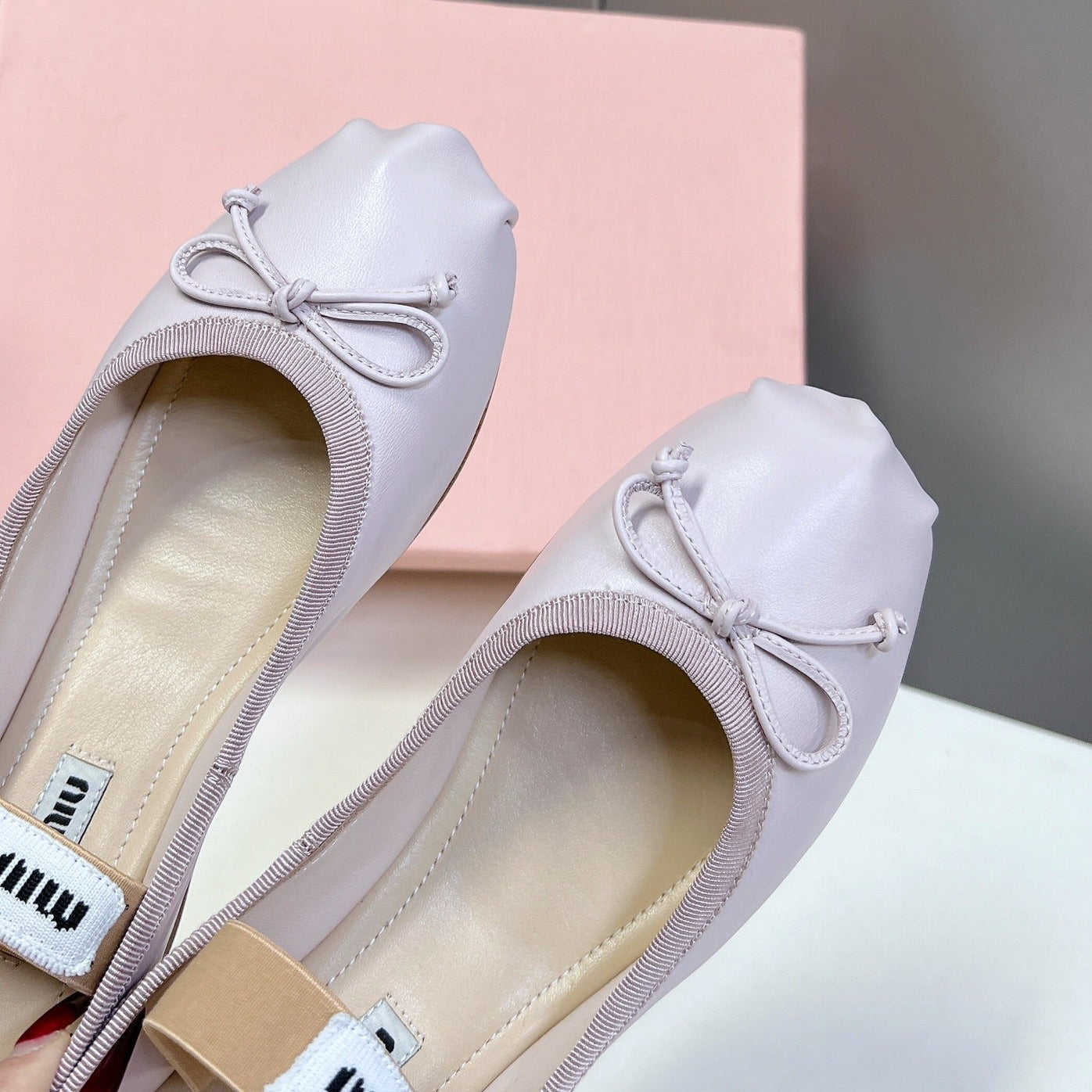 BALLET FLAT SHOES PASTEL PINK SHEEPSKIN - 35