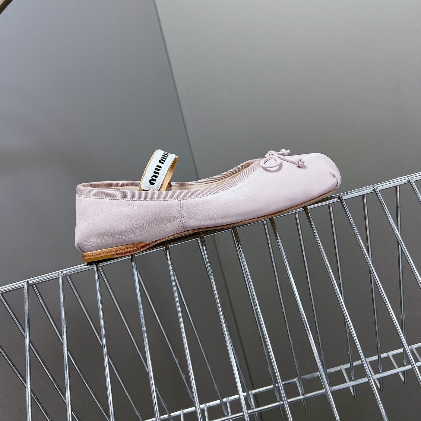 BALLET FLAT SHOES PASTEL PINK SHEEPSKIN - 35