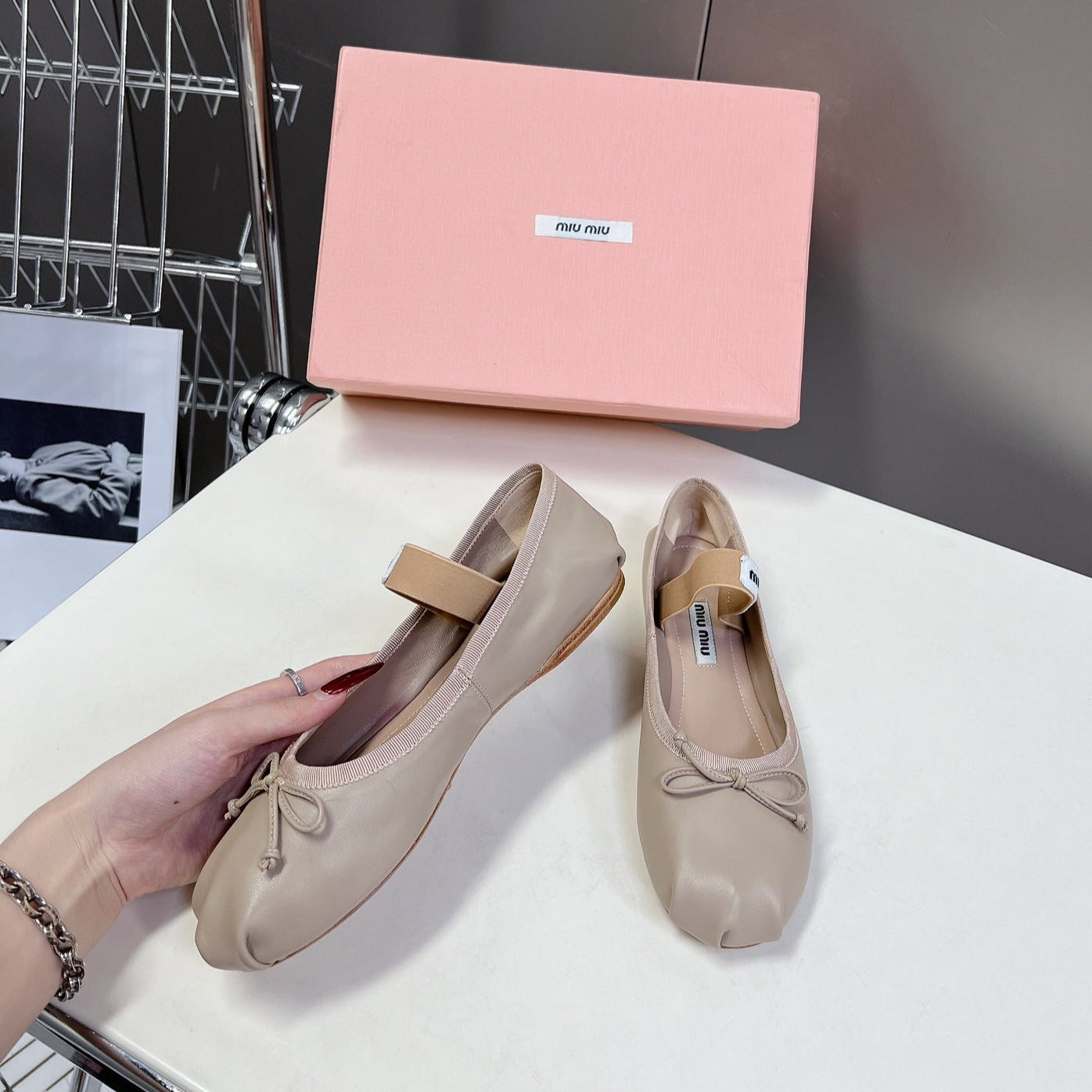 BALLET FLAT SHOES LIGHT NUDE SHEEPSKIN - 35