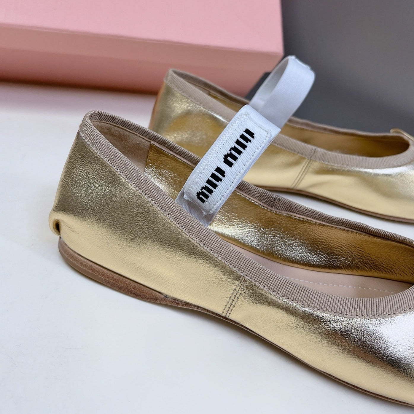 BALLET FLAT SHOES METALLIC GOLD SHEEPSKIN - 35