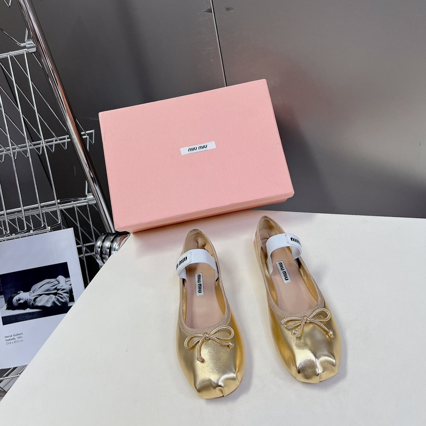 BALLET FLAT SHOES METALLIC GOLD SHEEPSKIN - 35