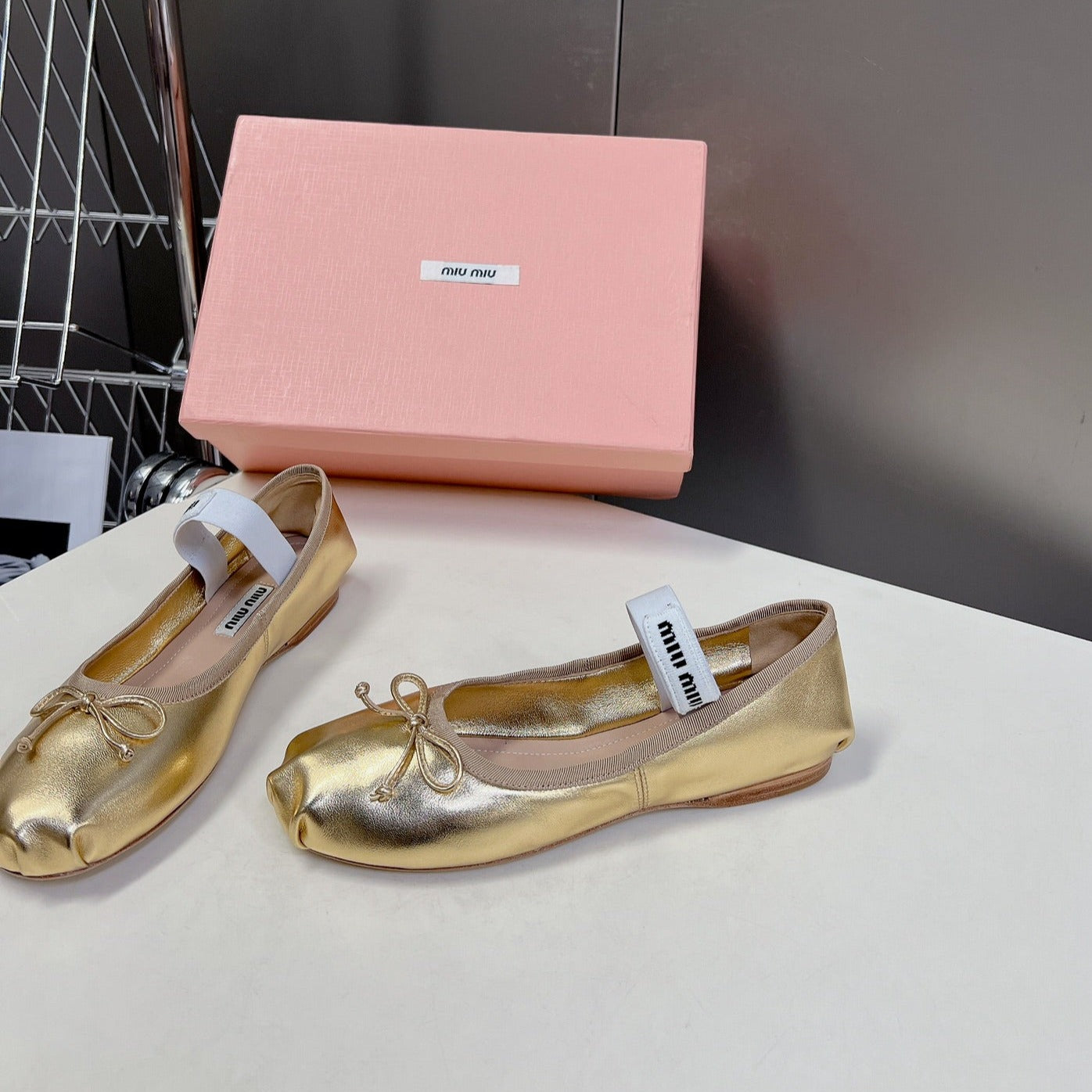 BALLET FLAT SHOES METALLIC GOLD SHEEPSKIN - 35