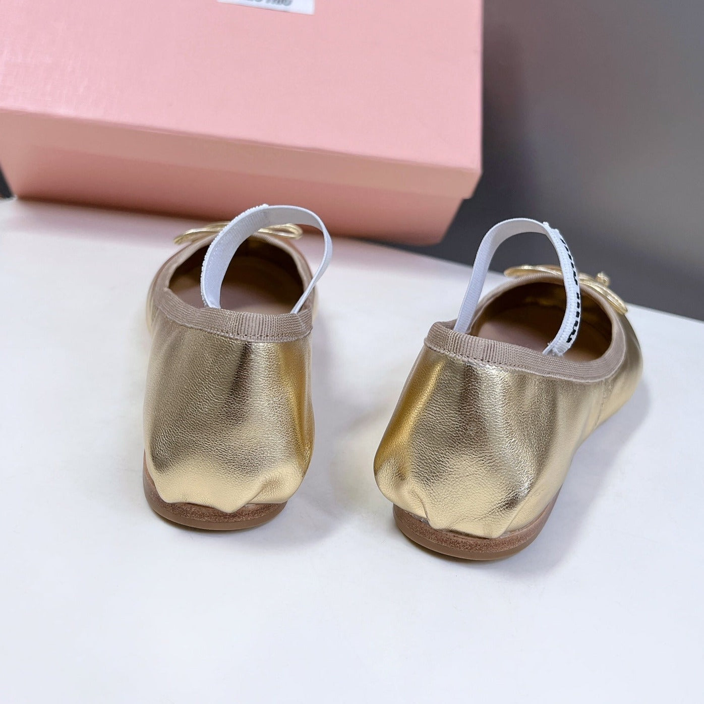BALLET FLAT SHOES METALLIC GOLD SHEEPSKIN - 35