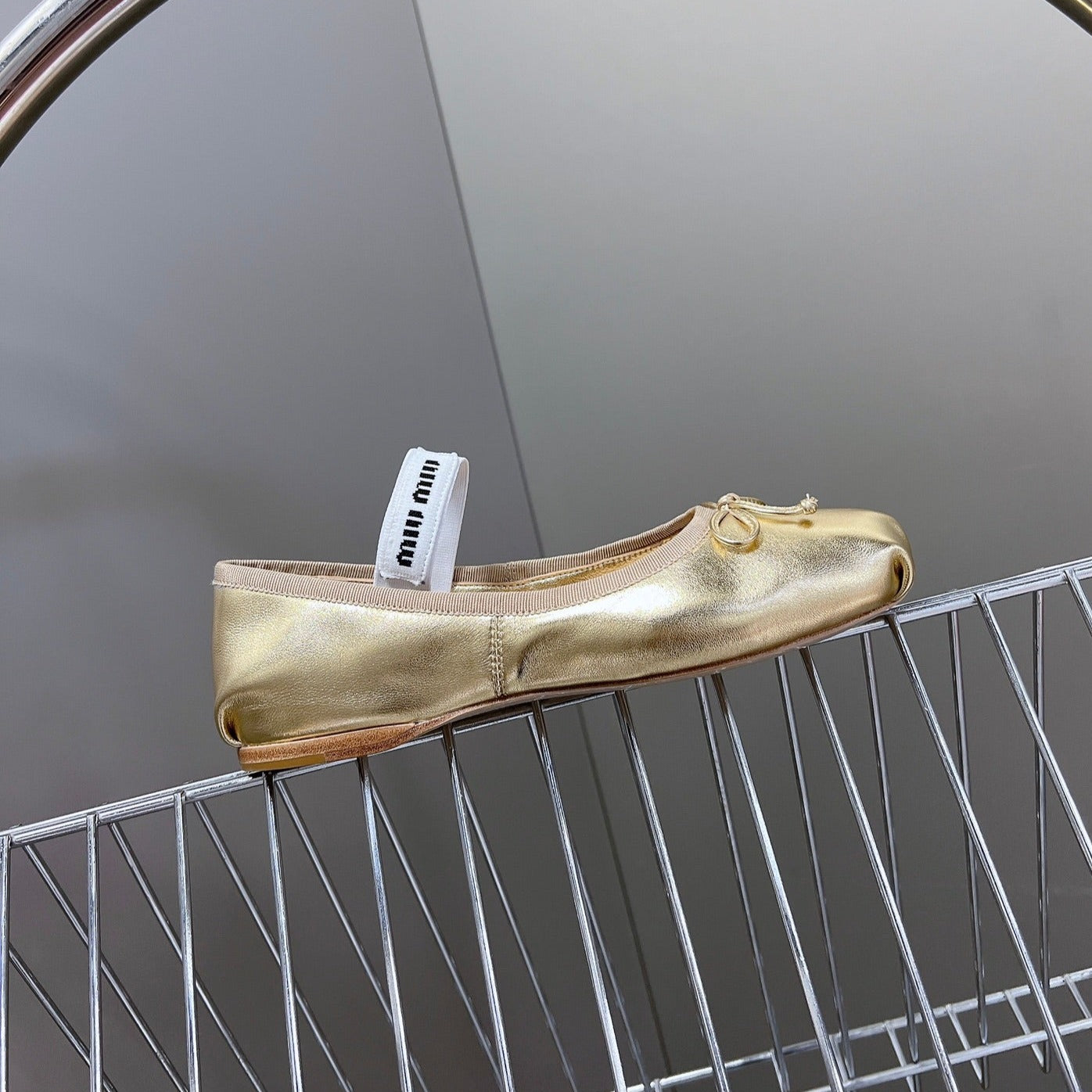 BALLET FLAT SHOES METALLIC GOLD SHEEPSKIN - 35