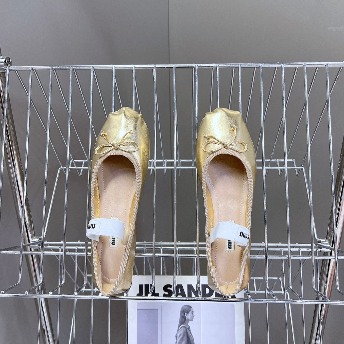 BALLET FLAT SHOES METALLIC GOLD SHEEPSKIN - 35