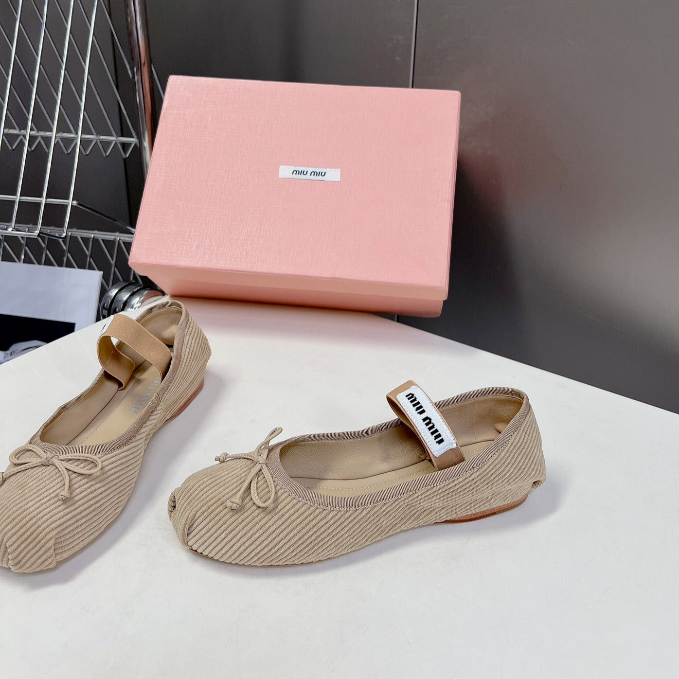 BALLET FLAT SHOES BEIGE SHEEPSKIN - 35