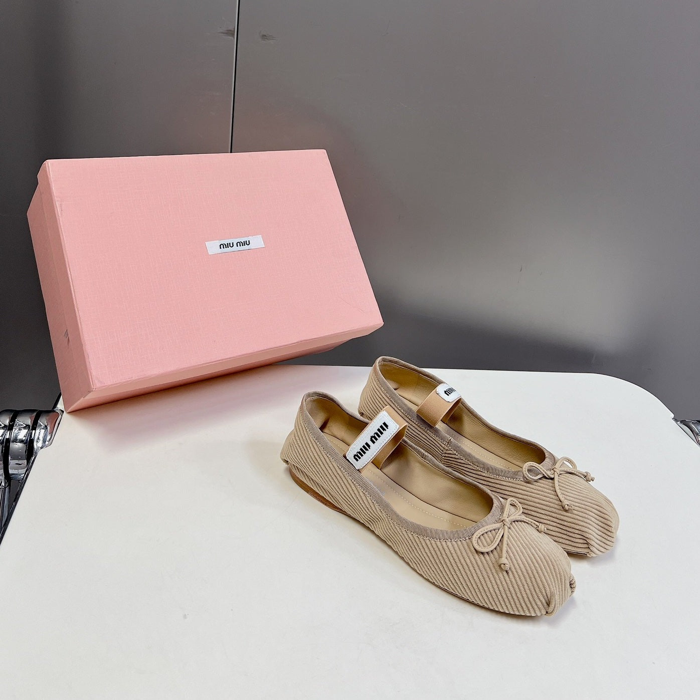BALLET FLAT SHOES BEIGE SHEEPSKIN - 35