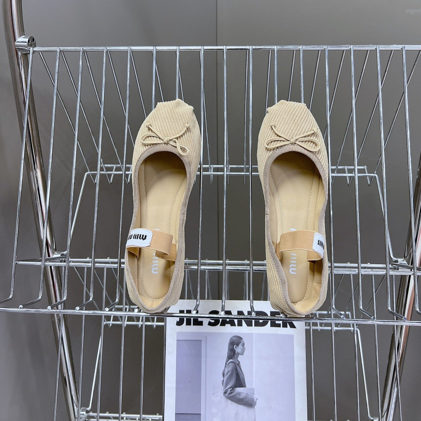 BALLET FLAT SHOES BEIGE SHEEPSKIN - 35