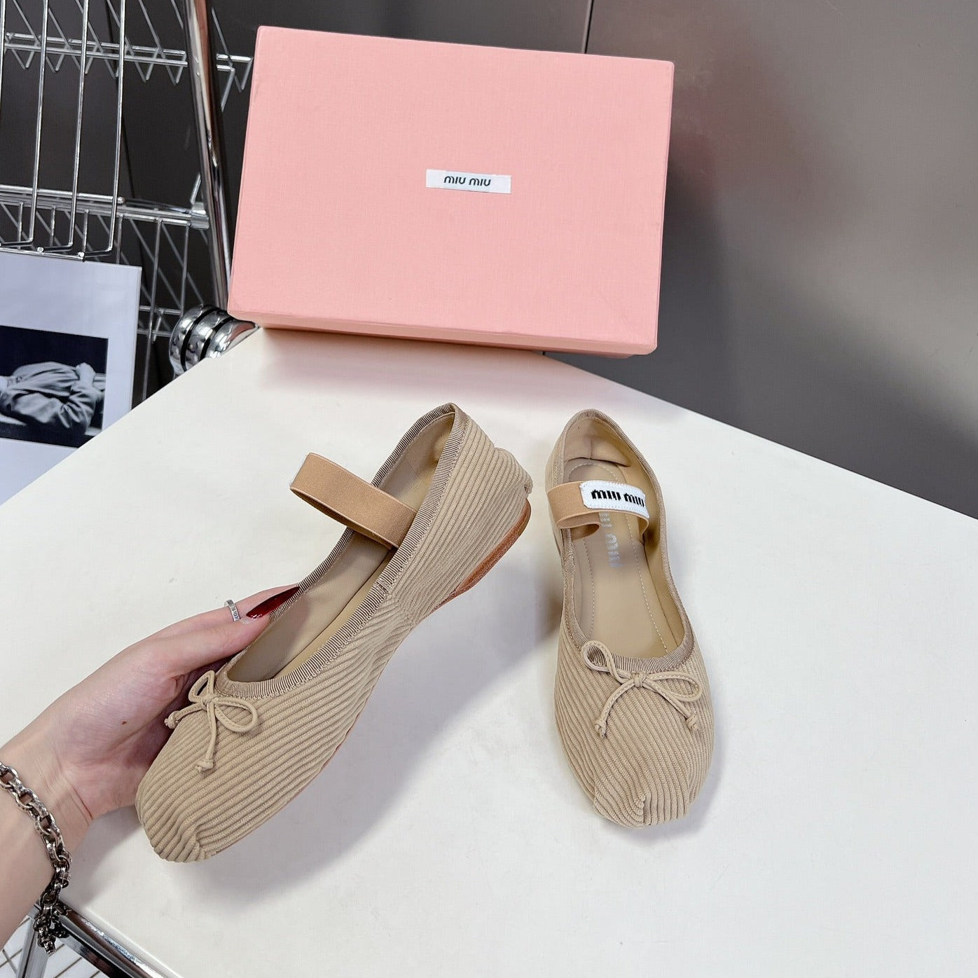 BALLET FLAT SHOES BEIGE SHEEPSKIN - 35