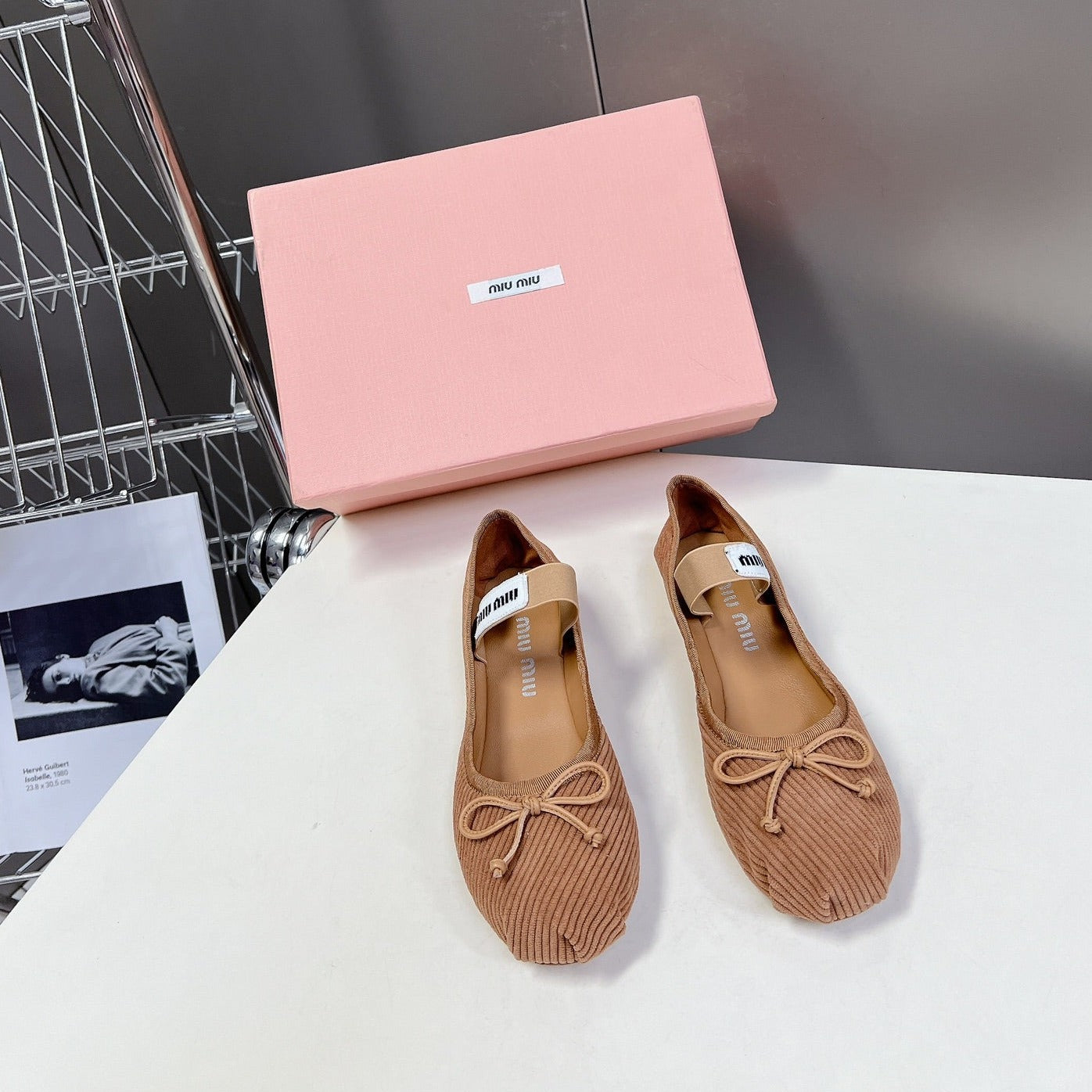 BALLET FLAT SHOES PEANUT COLOR SHEEPSKIN - 35