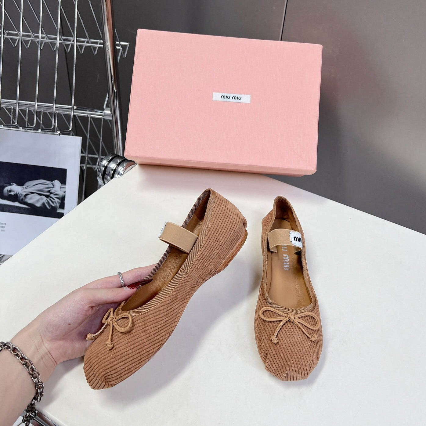BALLET FLAT SHOES PEANUT COLOR SHEEPSKIN - 35