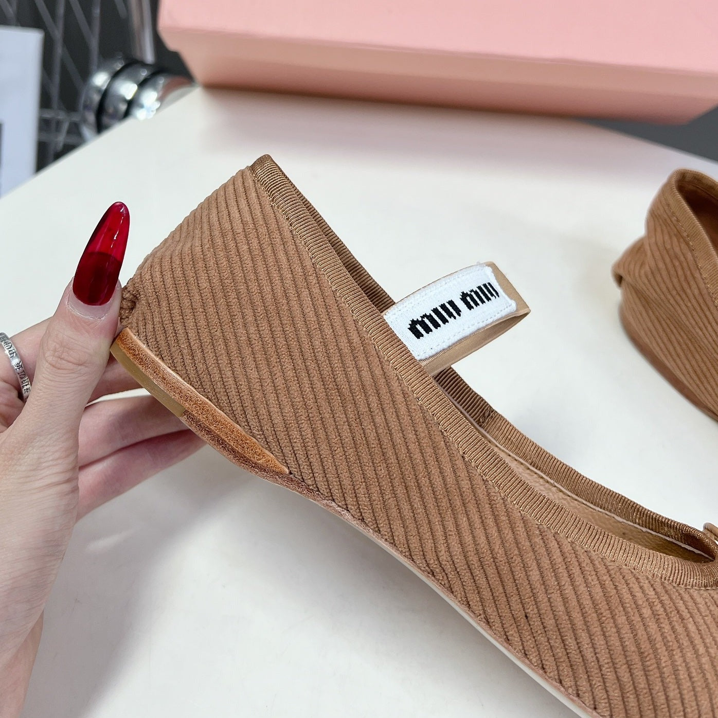 BALLET FLAT SHOES PEANUT COLOR SHEEPSKIN - 35