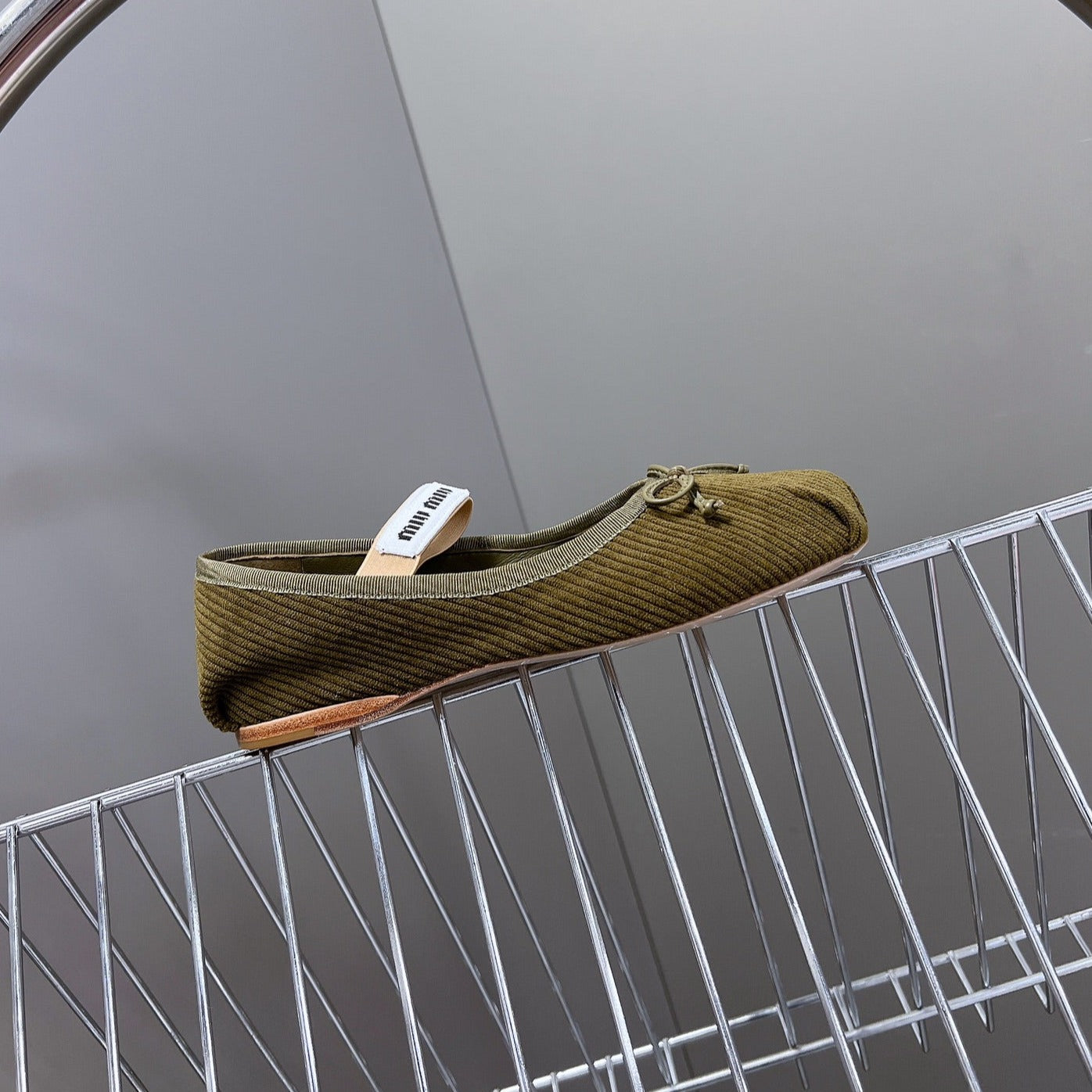 BALLET FLAT SHOES DARK OLIVE COLOR SHEEPSKIN - 35