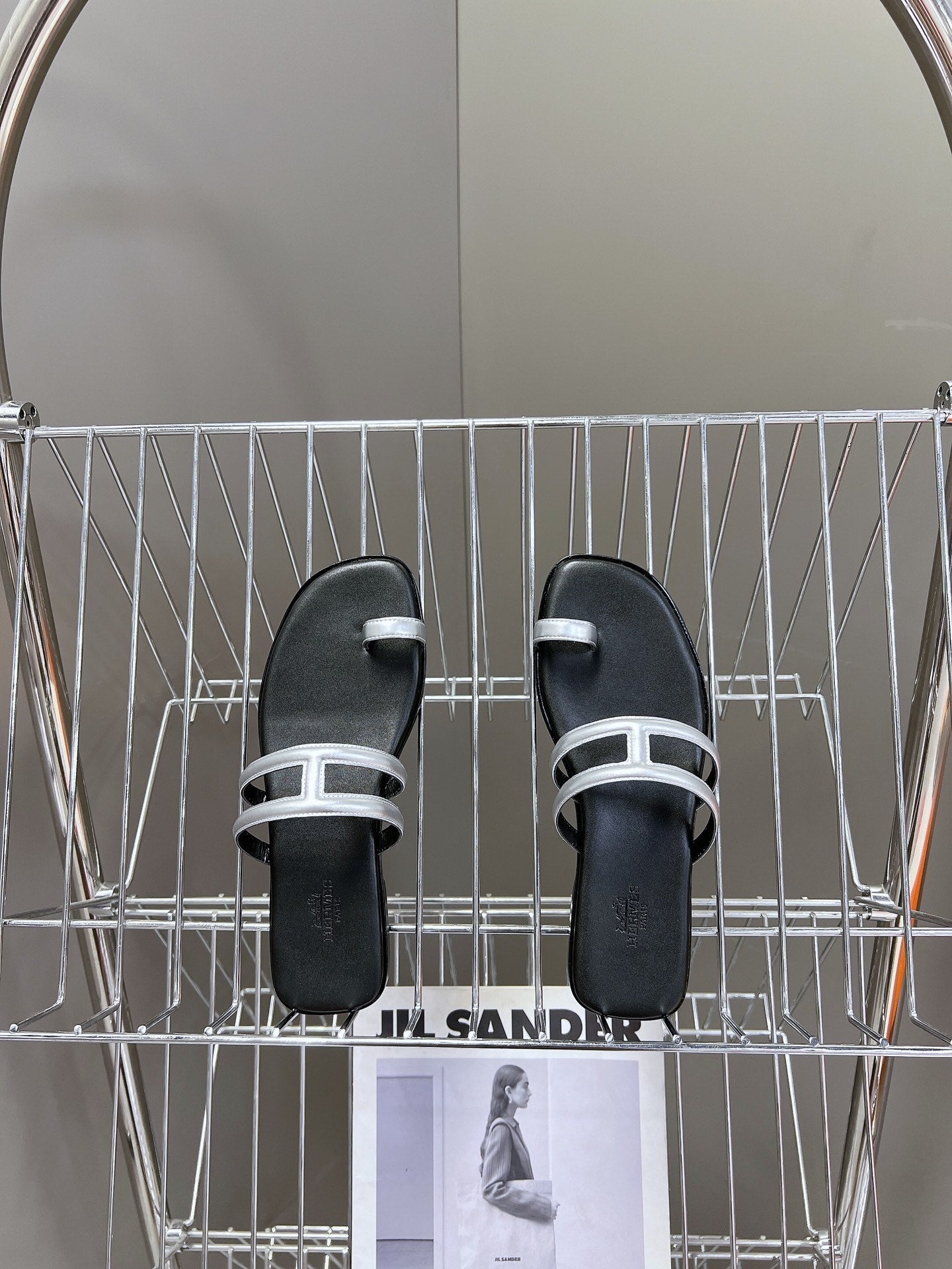 Georgia Sandals Silver Black Calfskin - 35