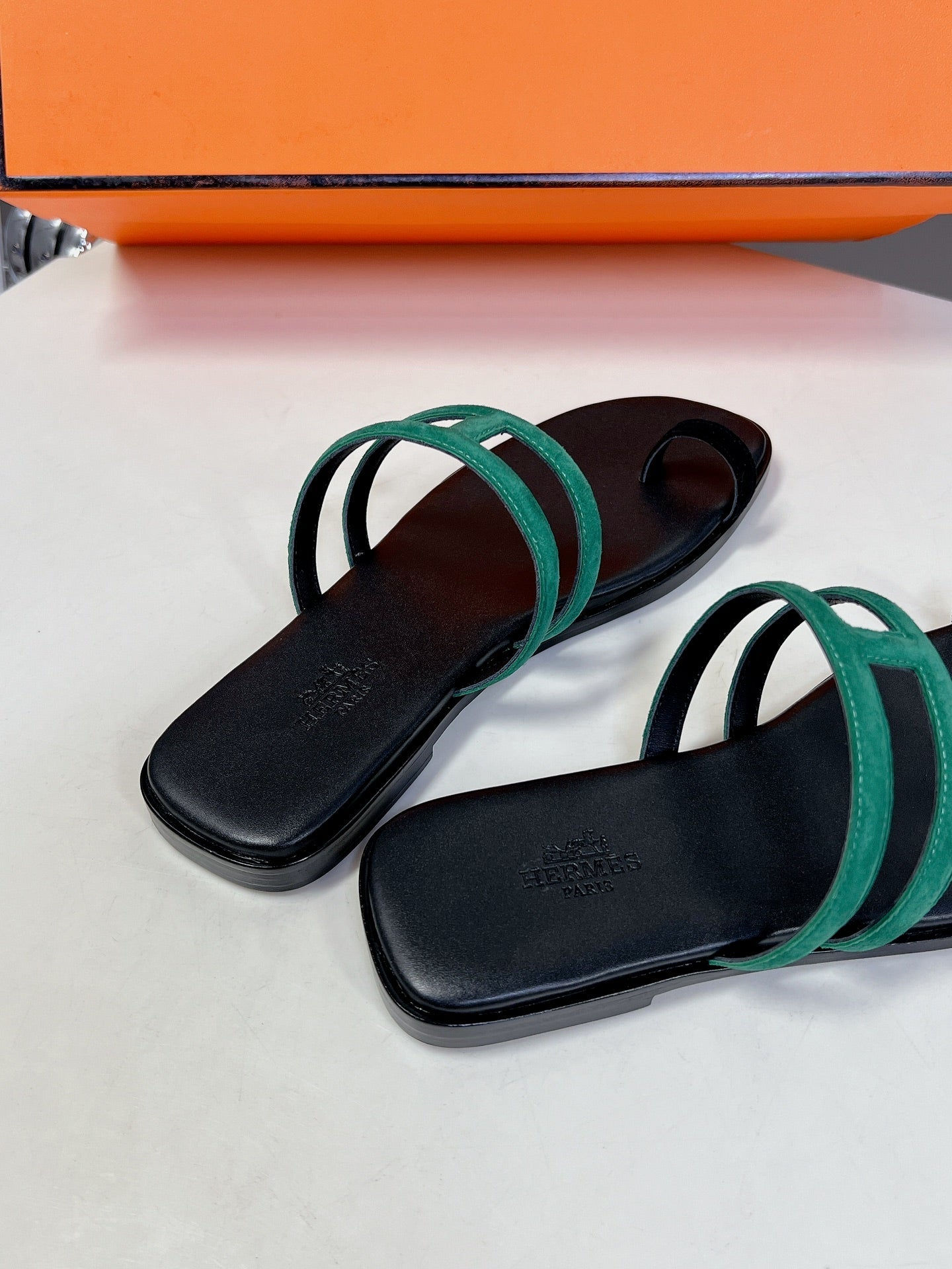 Georgia Sandals Teal Suede Black Calfskin - 35