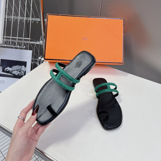 Georgia Sandals Teal Suede Black Calfskin - 35