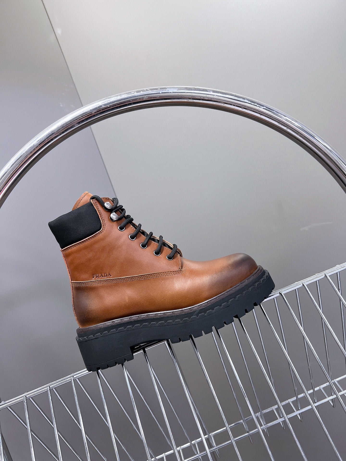 PRA LACE-UP BOOTS OMBRE CARAMEL CALFSKIN - 35