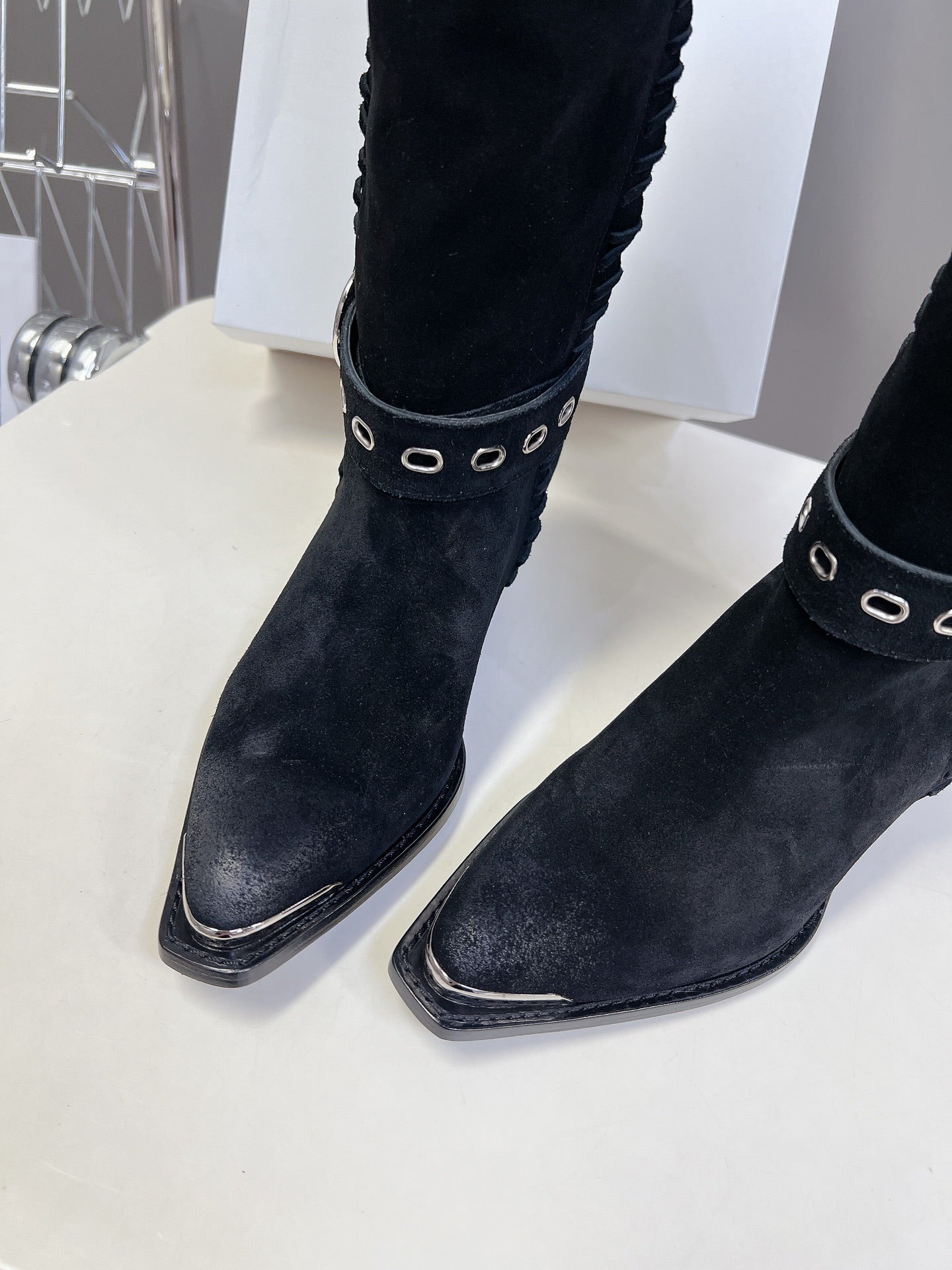 CELINE 25S BULKY LACED UP BOOTS 45MM IN BLACK SUEDE - 35