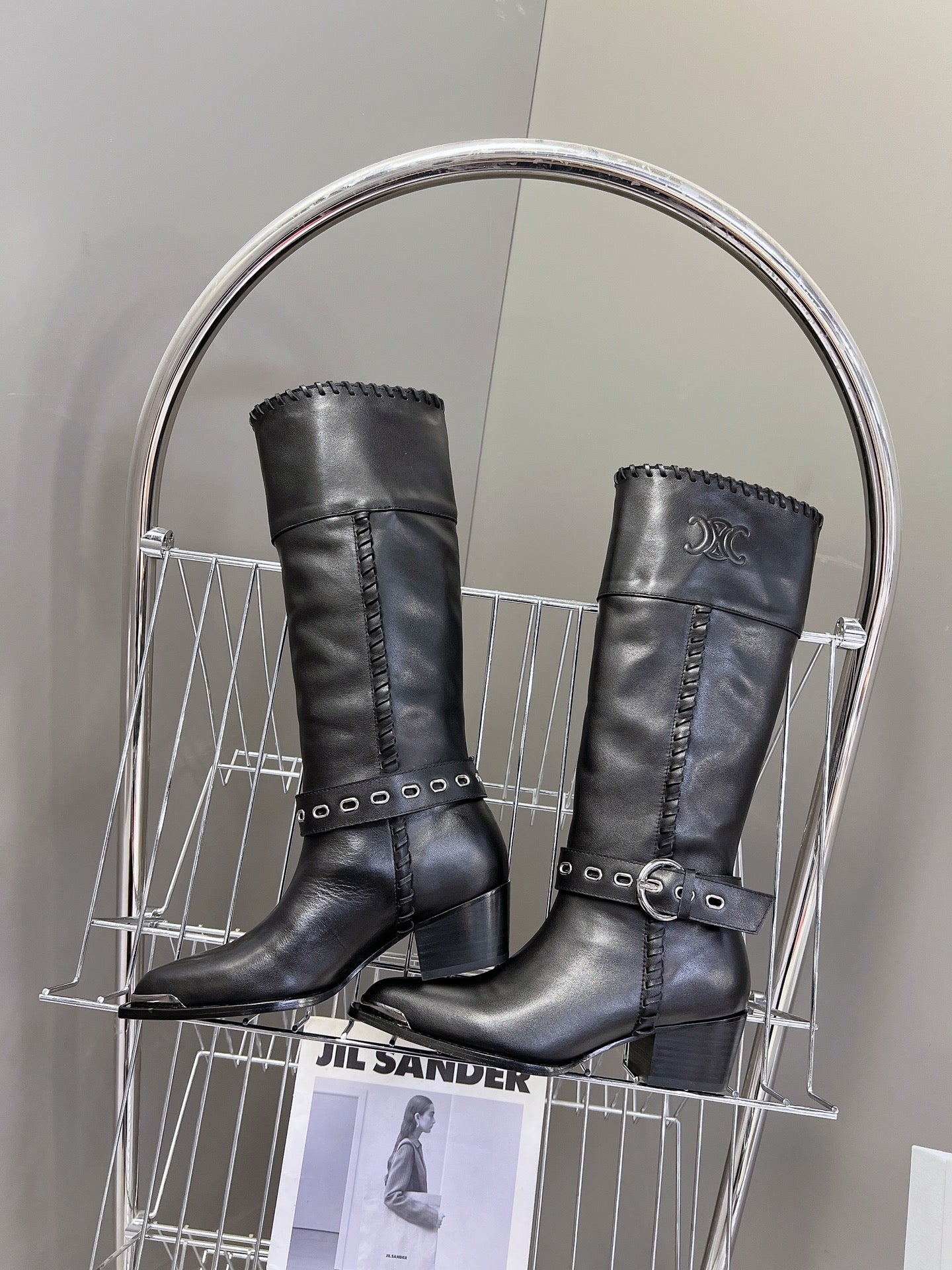 CELINE 25S BULKY LACED UP BOOTS 45MM IN BLACK CALFSKIN - 35