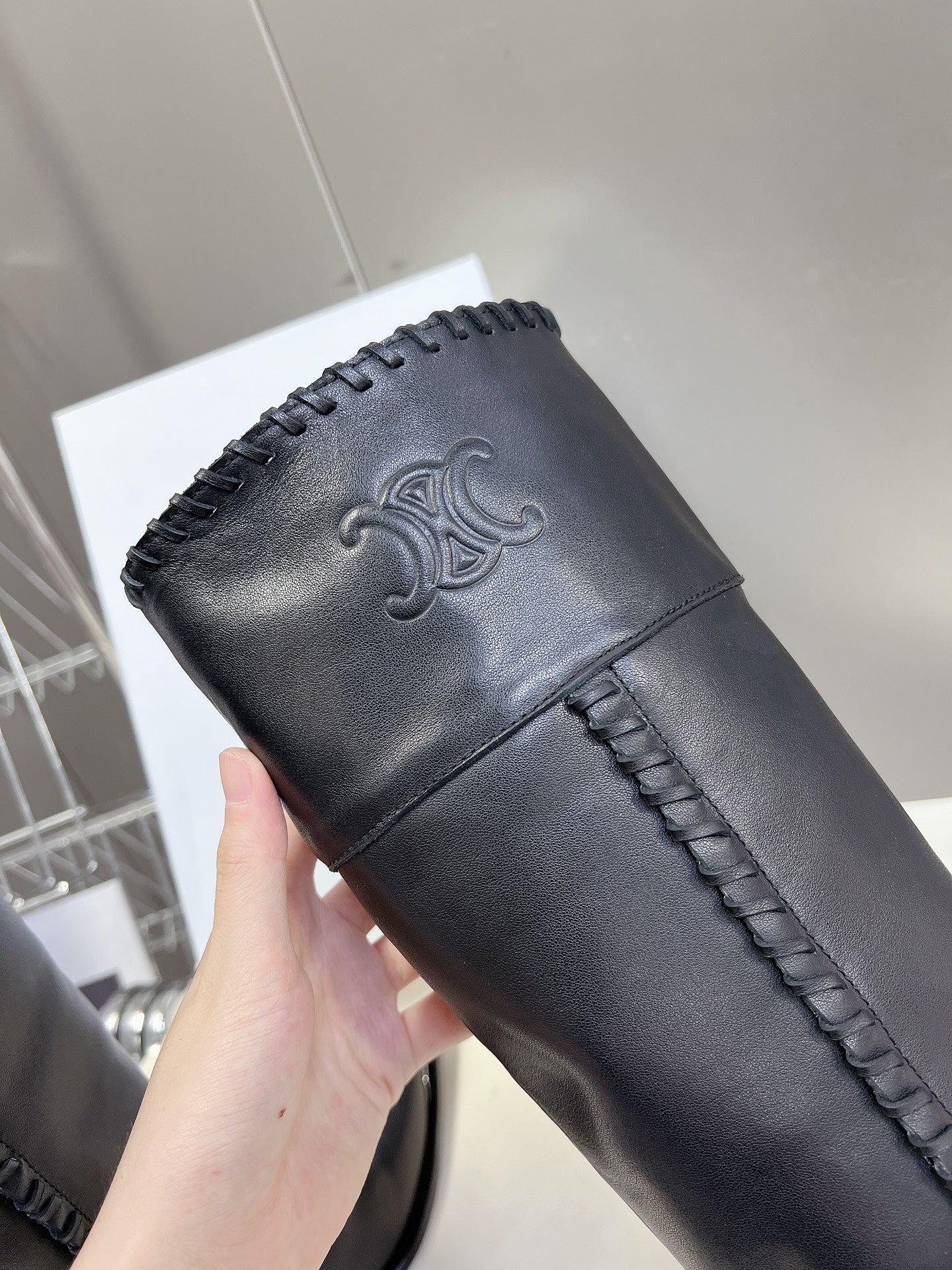 CELINE 25S BULKY LACED UP BOOTS 45MM IN BLACK CALFSKIN - 35