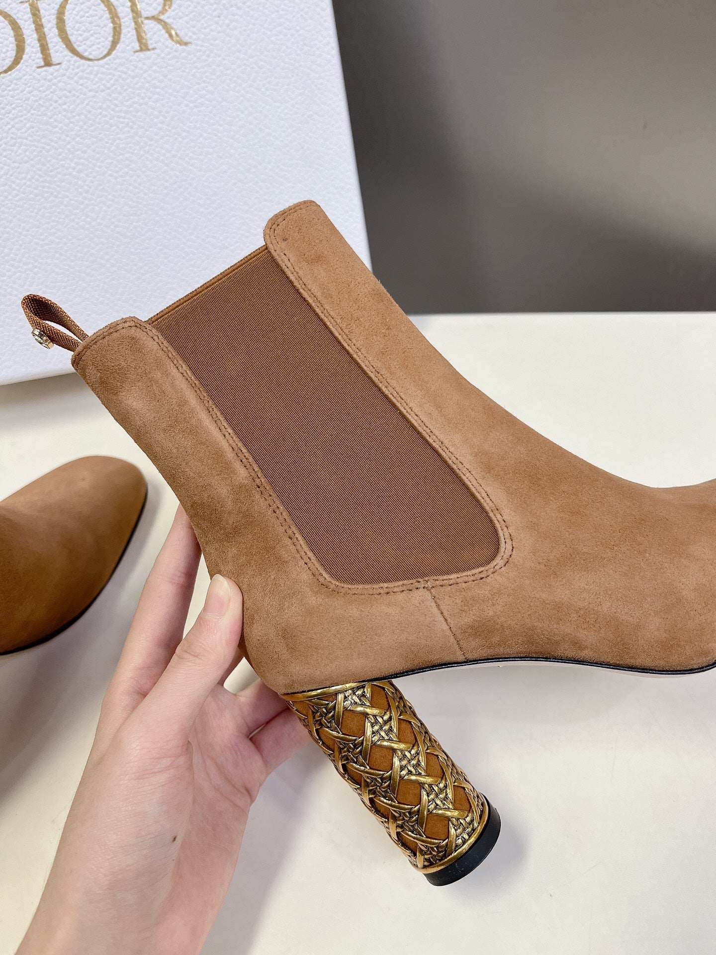 ICON HEELED ANKLE BOOT CIDER BROWN SUEDE 8 CM - 34