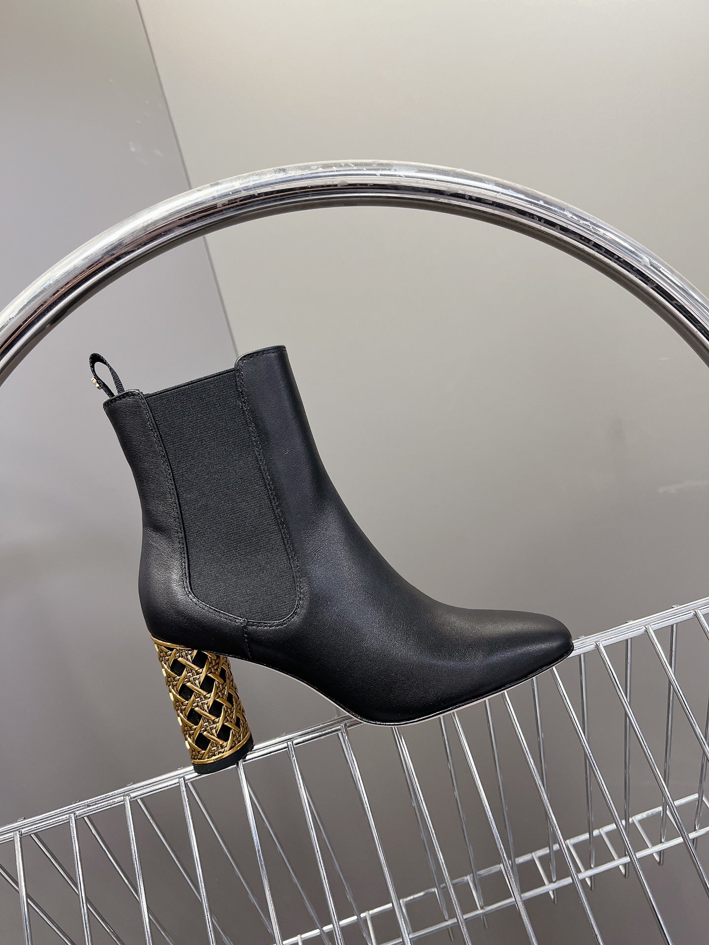 ICON HEELED ANKLE BOOT BLACK CALFSKIN 8 CM - 34