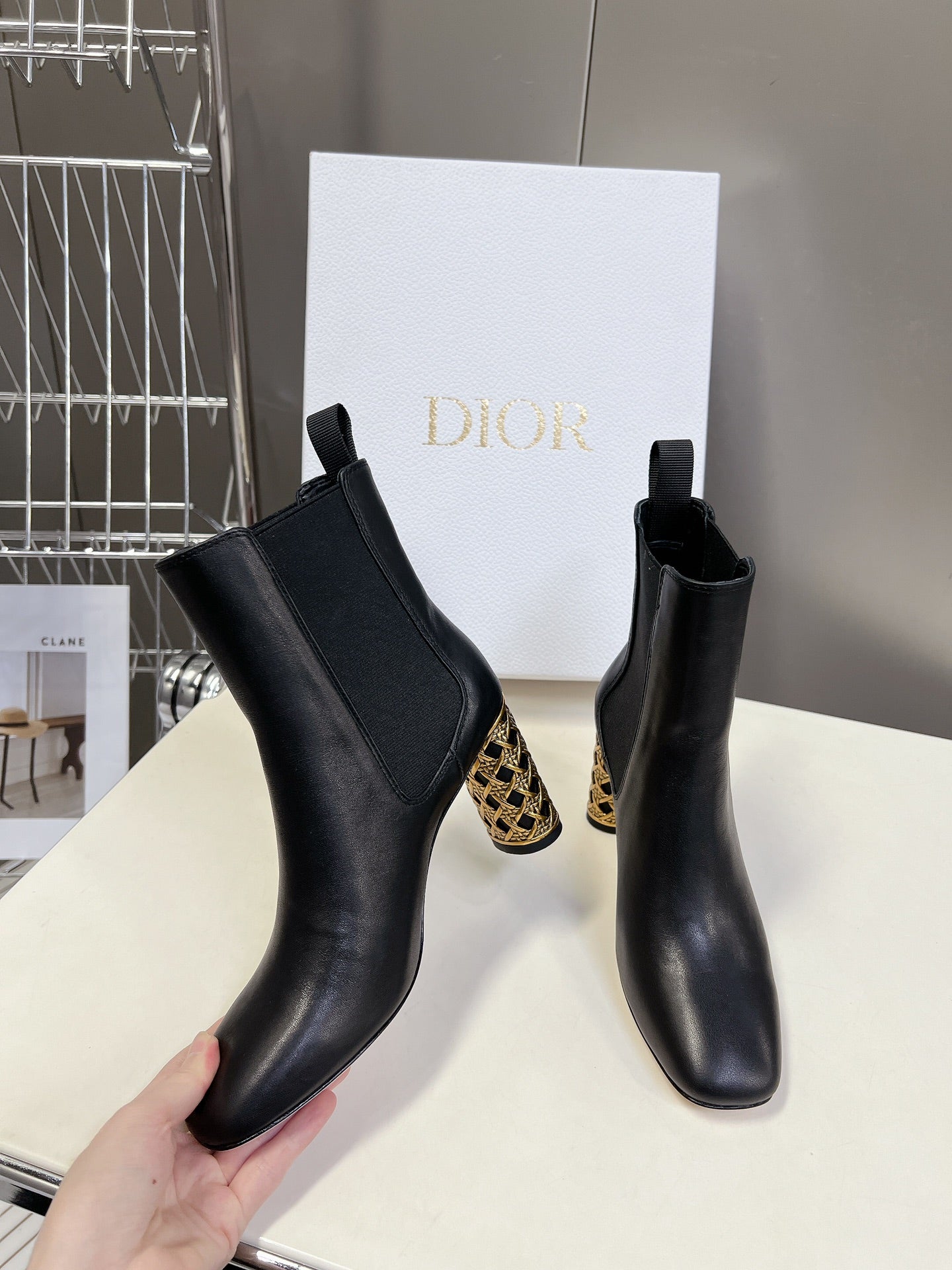 ICON HEELED ANKLE BOOT BLACK CALFSKIN 8 CM - 34