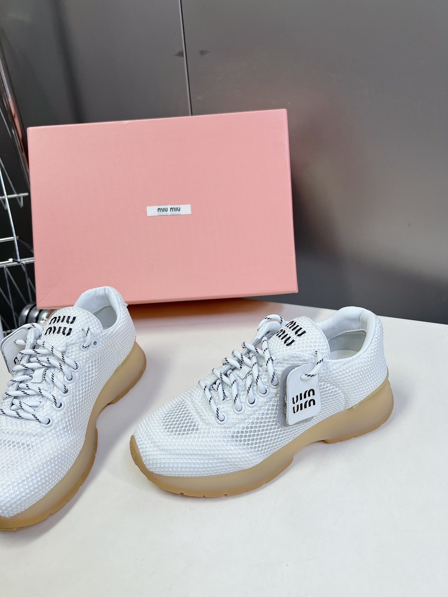 BASIC SNEAKERS IN WHITE MESH - 35