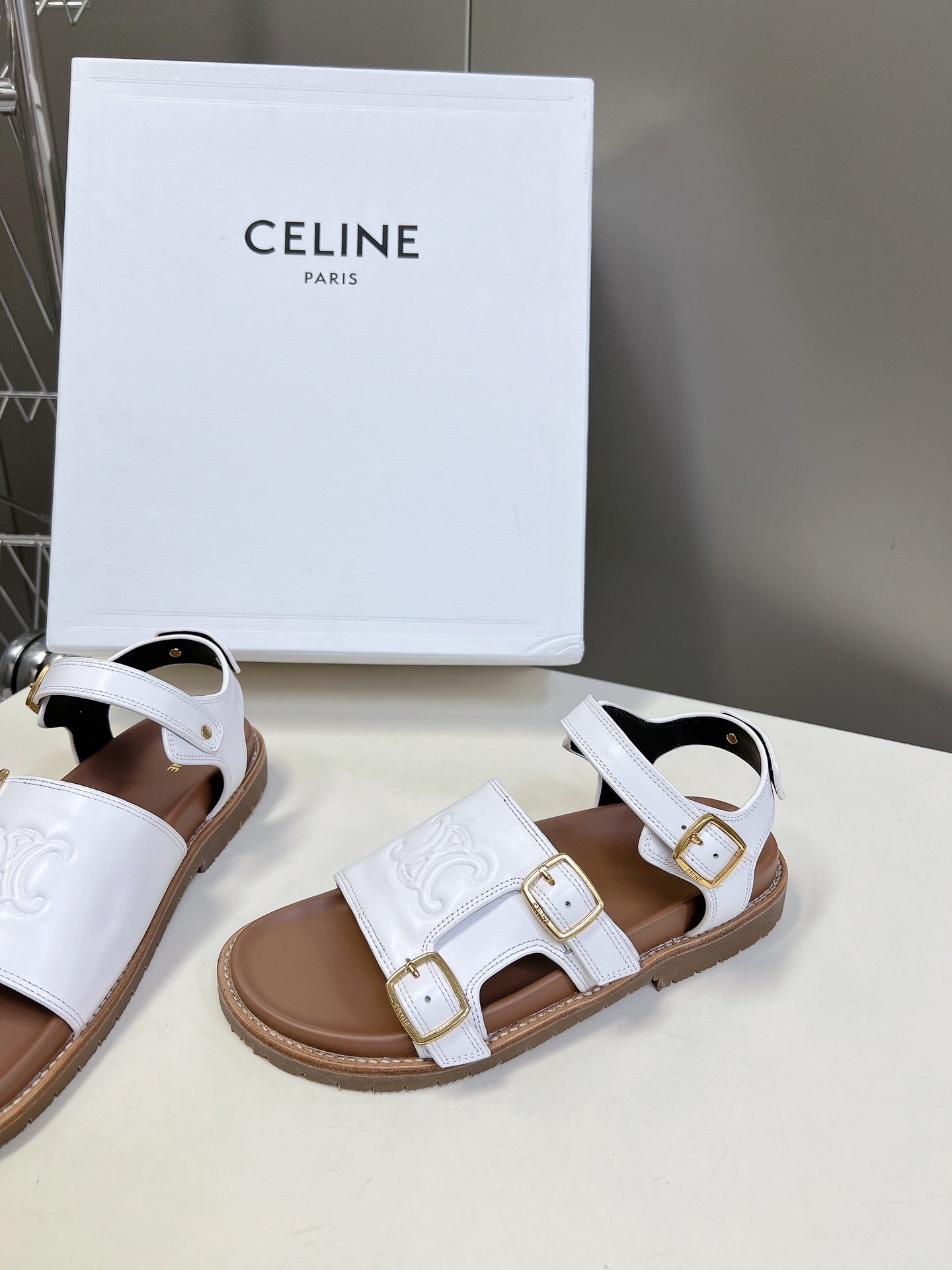 MINO SANDAL IN WHITE CALFSKIN - 35