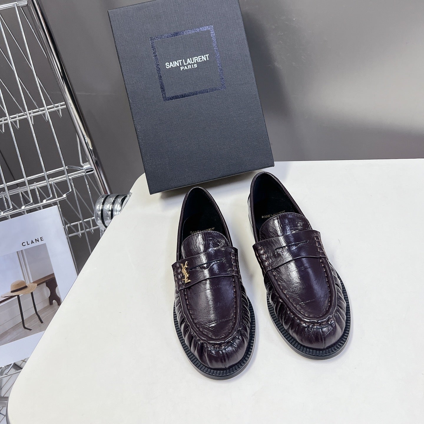 YSL 25S SAINT LAURENT LOAFERS IN DUSTY PLUM CALFSKIN - 35