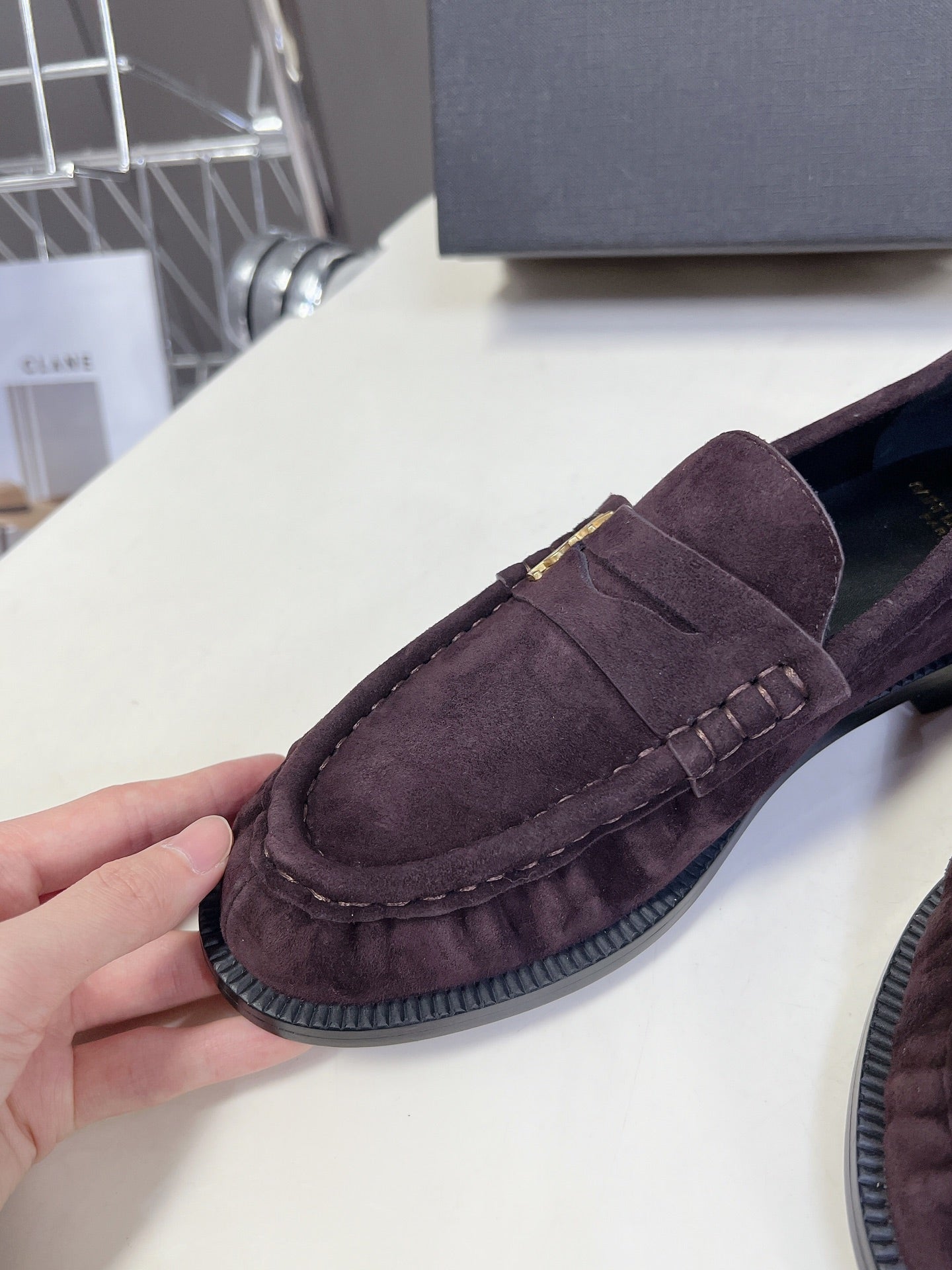 YSL 25S SAINT LAURENT LOAFERS IN DUSTY PLUM SUEDE - 35