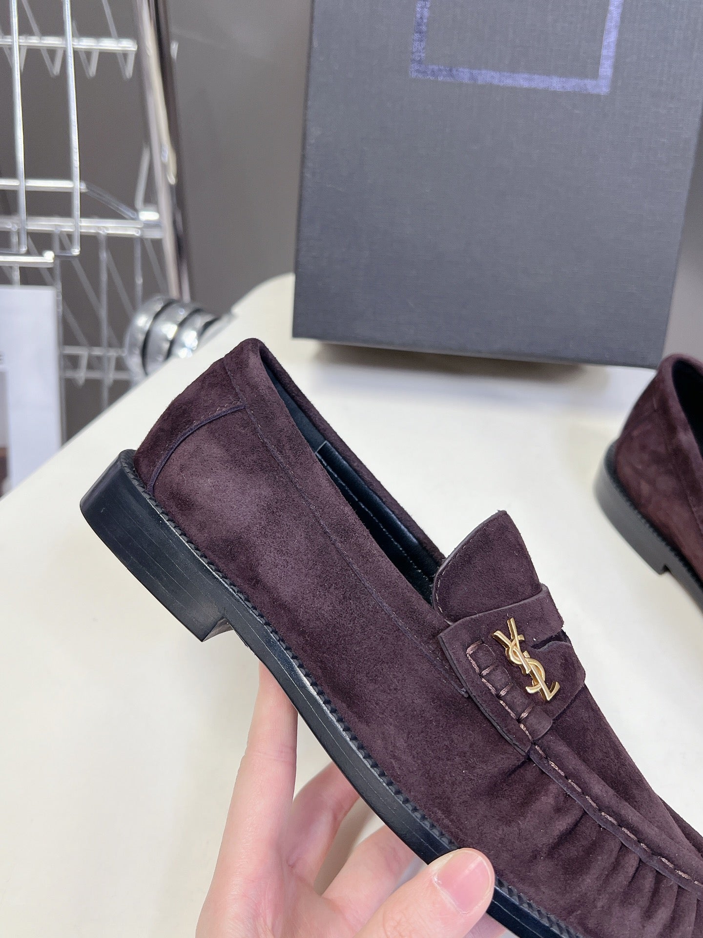 YSL 25S SAINT LAURENT LOAFERS IN DUSTY PLUM SUEDE - 35