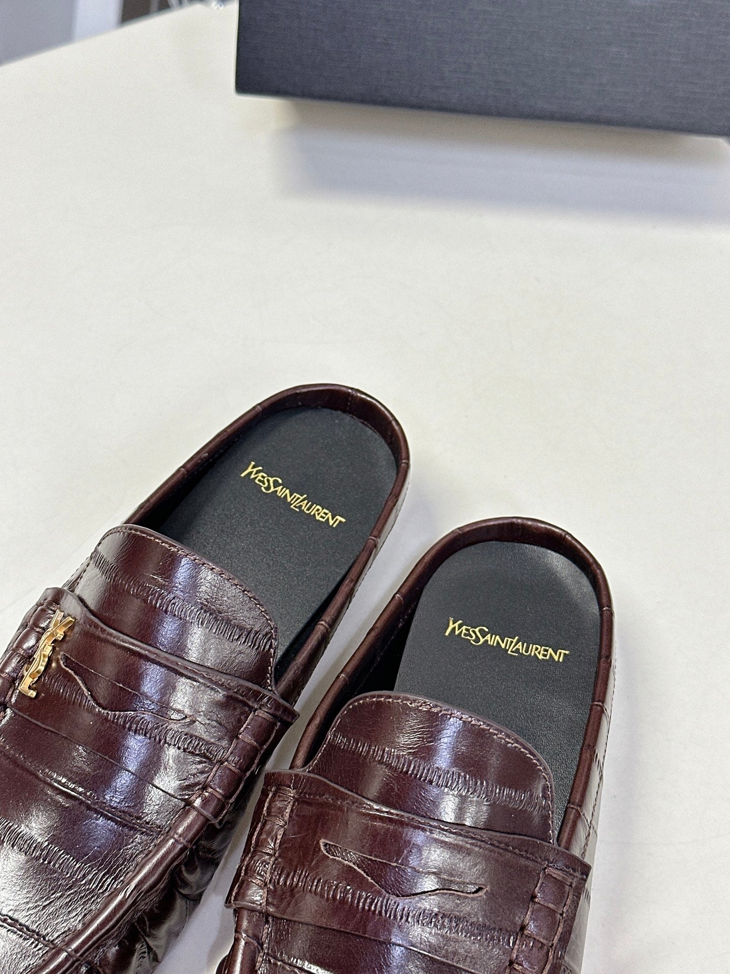 YSL 25S LOAFER MULE IN DARK BROWN CALFSKIN - 35