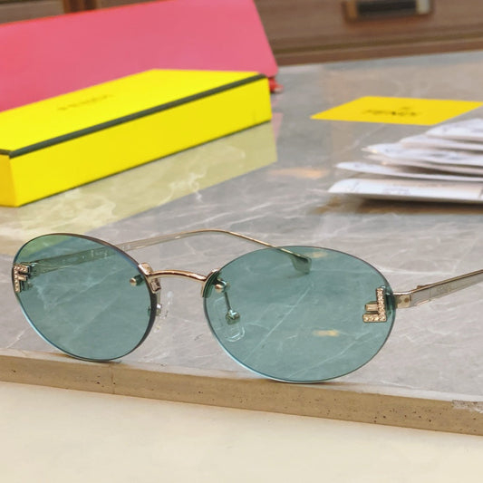 FIRST CRYSTAL OVAL FRAME SUNGLASSES FE4075US IN METAL - Green