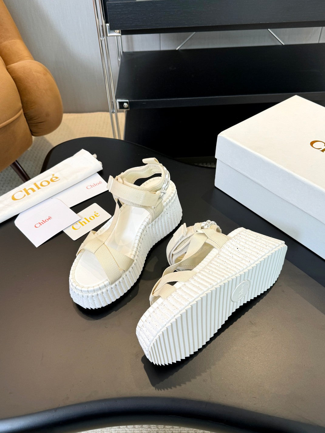 NAMA WEDGE SANDALS IN BEIGE FABRIC AND WHITE RUBBER - 35