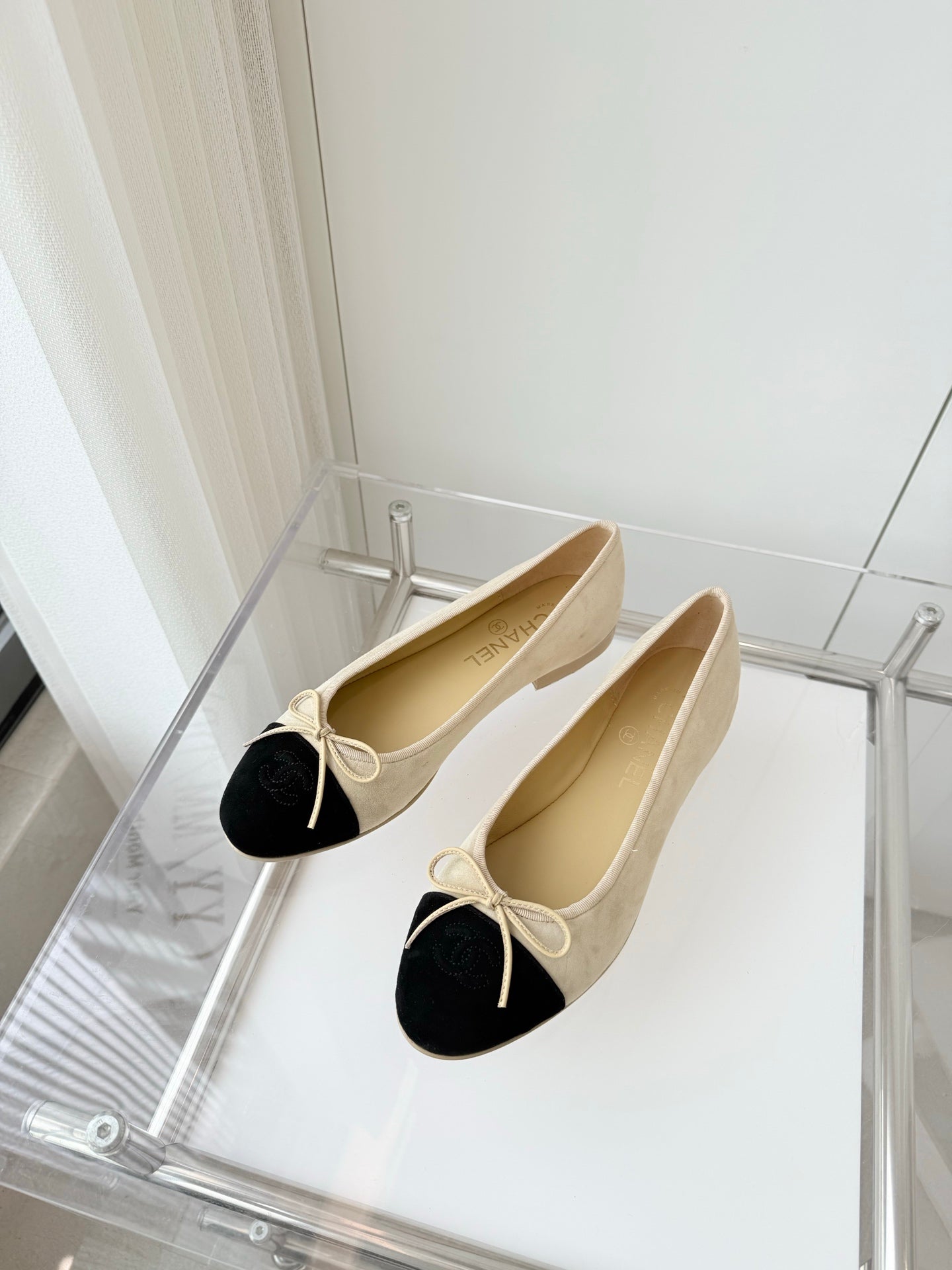 BALLET FLAT IN LIGHT YELLOW MIX BLACK SUEDE - 34