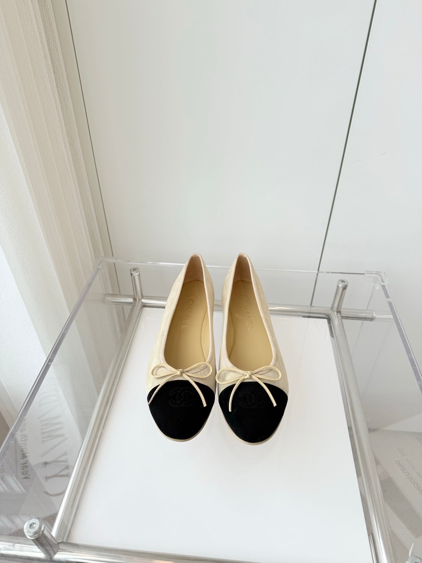 BALLET FLAT IN LIGHT YELLOW MIX BLACK SUEDE - 34